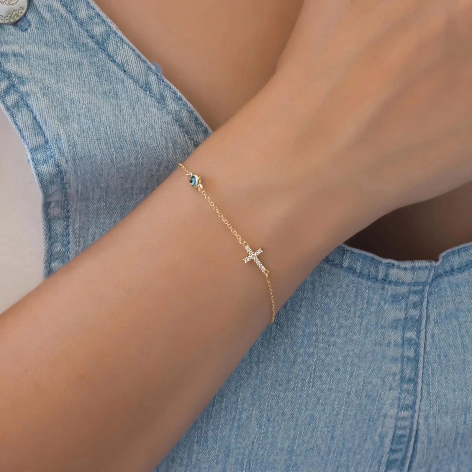 Evil Eye Cross Chain Bracelet — additional product image 8 from AntEva Crafts