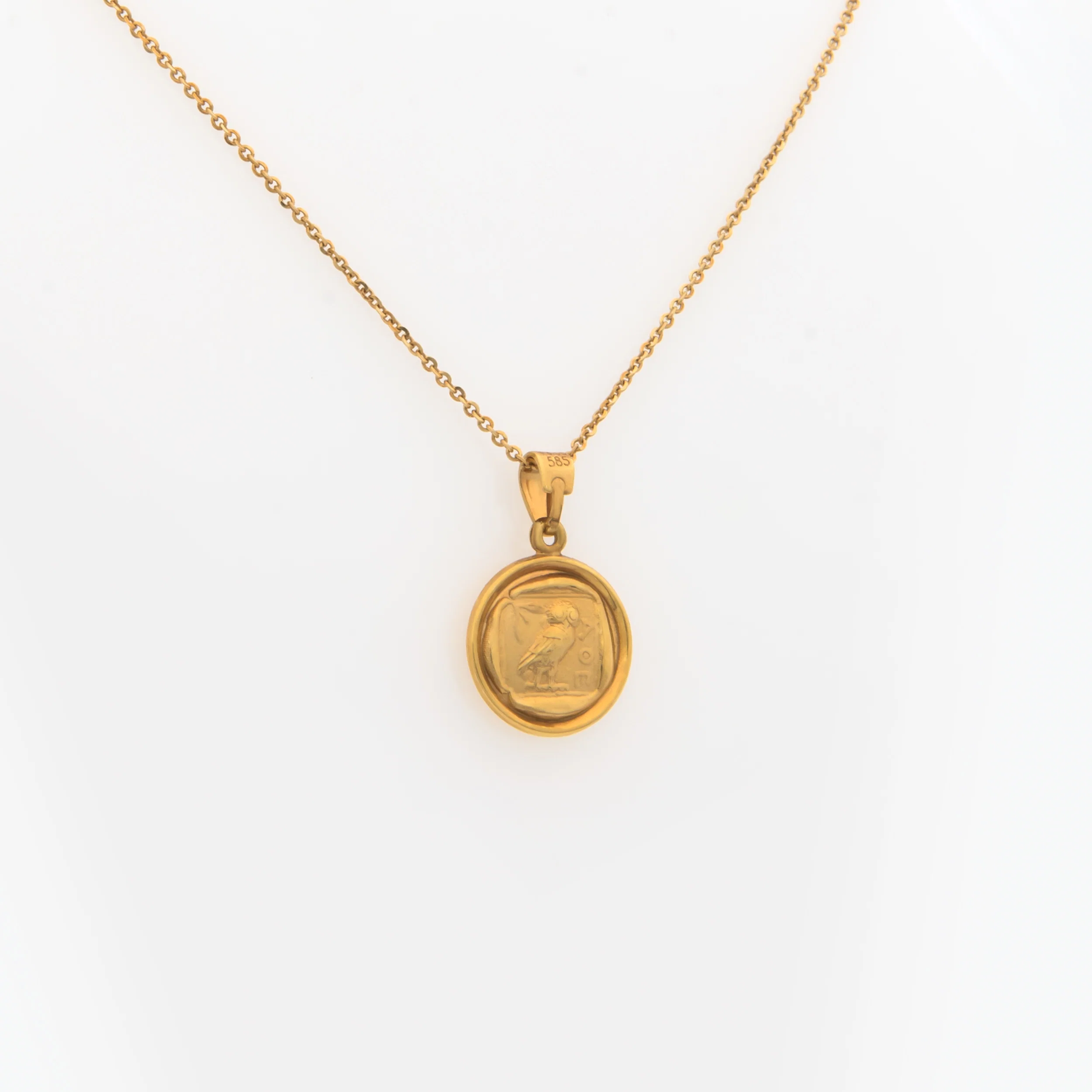 Round Double-Sided Athena and Owl Pendant — additional product image 2 from AntEva Crafts