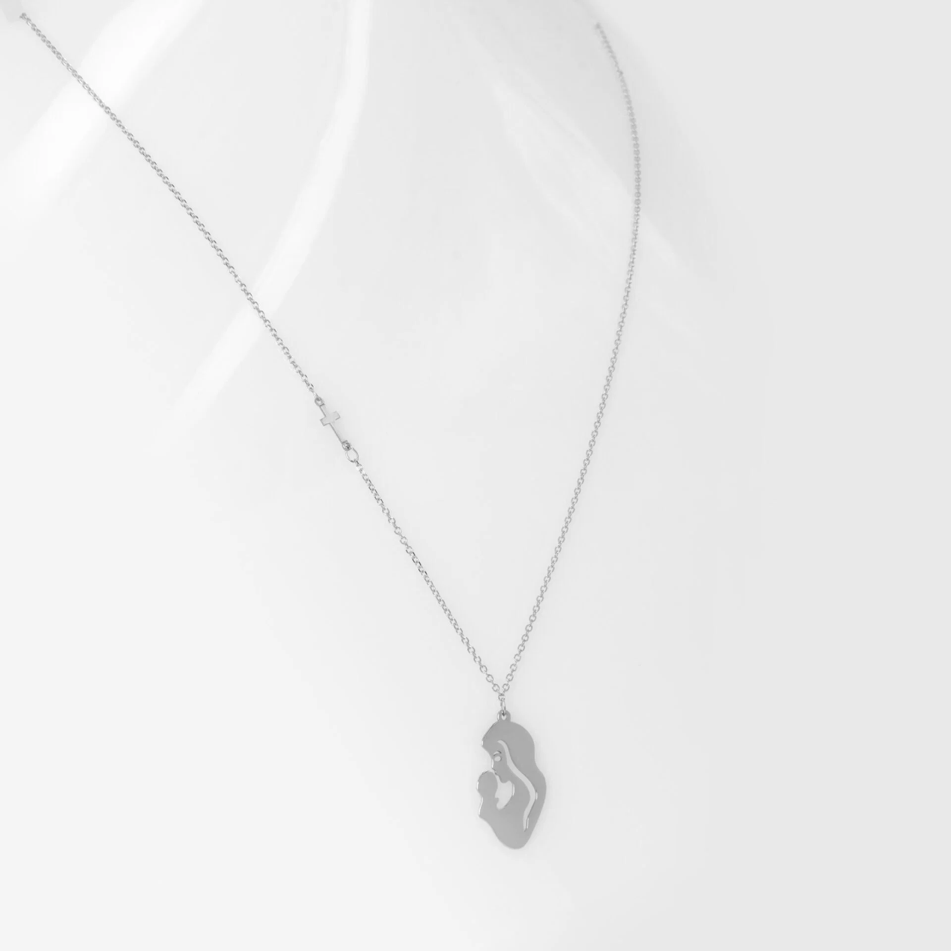 Silver Mother Child Necklace