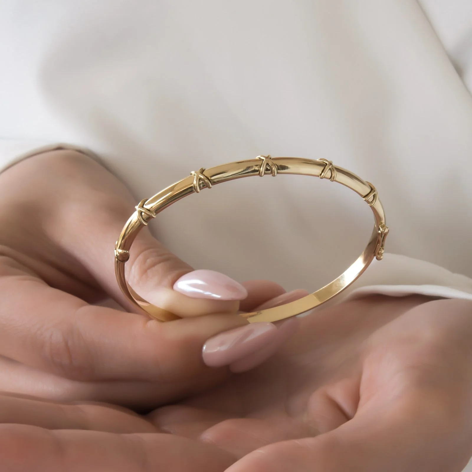 Oval Hinged Classic Bracelet with Small X Design — additional product image 5 from AntEva Crafts