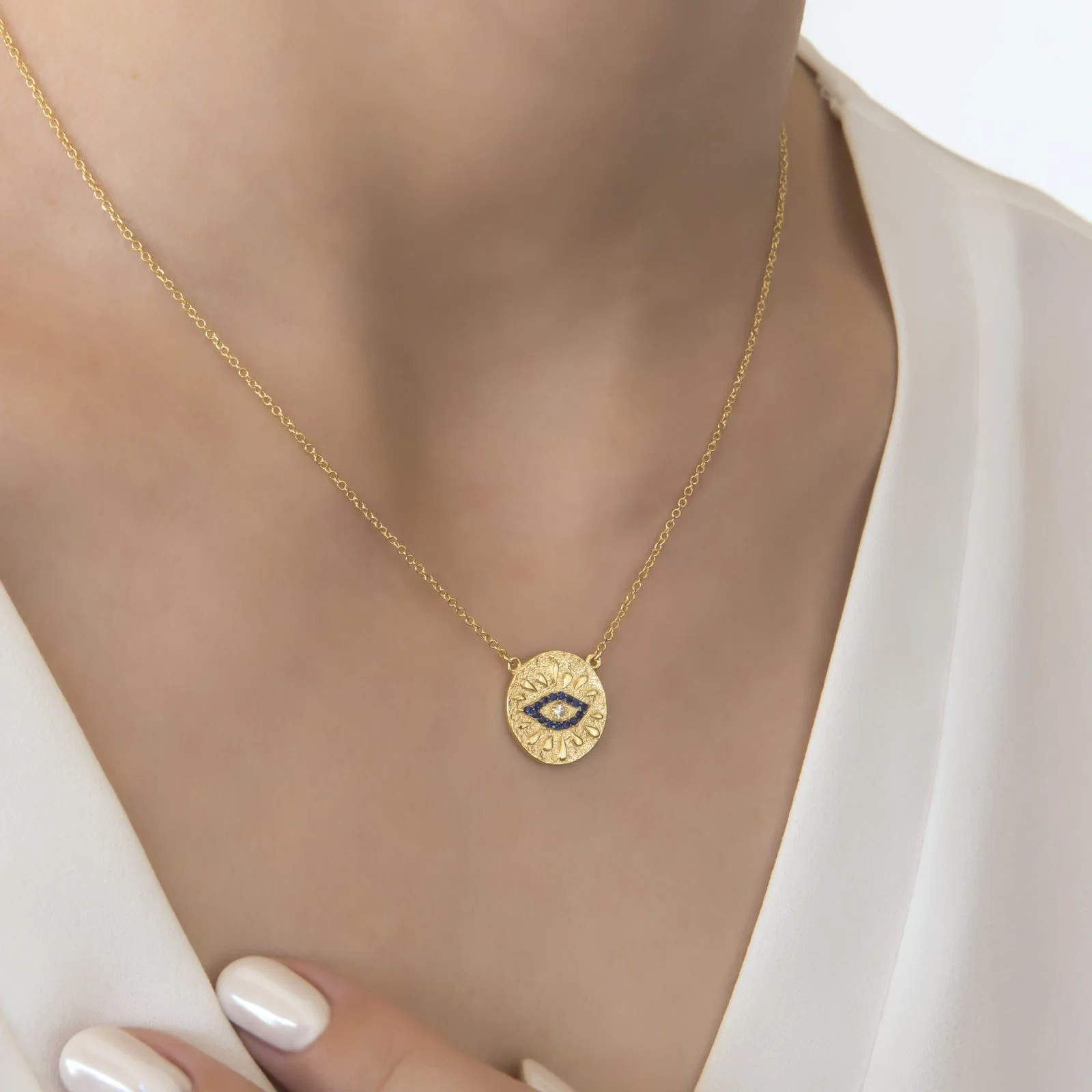 Evil Eye Matte Circle Necklace — additional product image 4 from AntEva Crafts