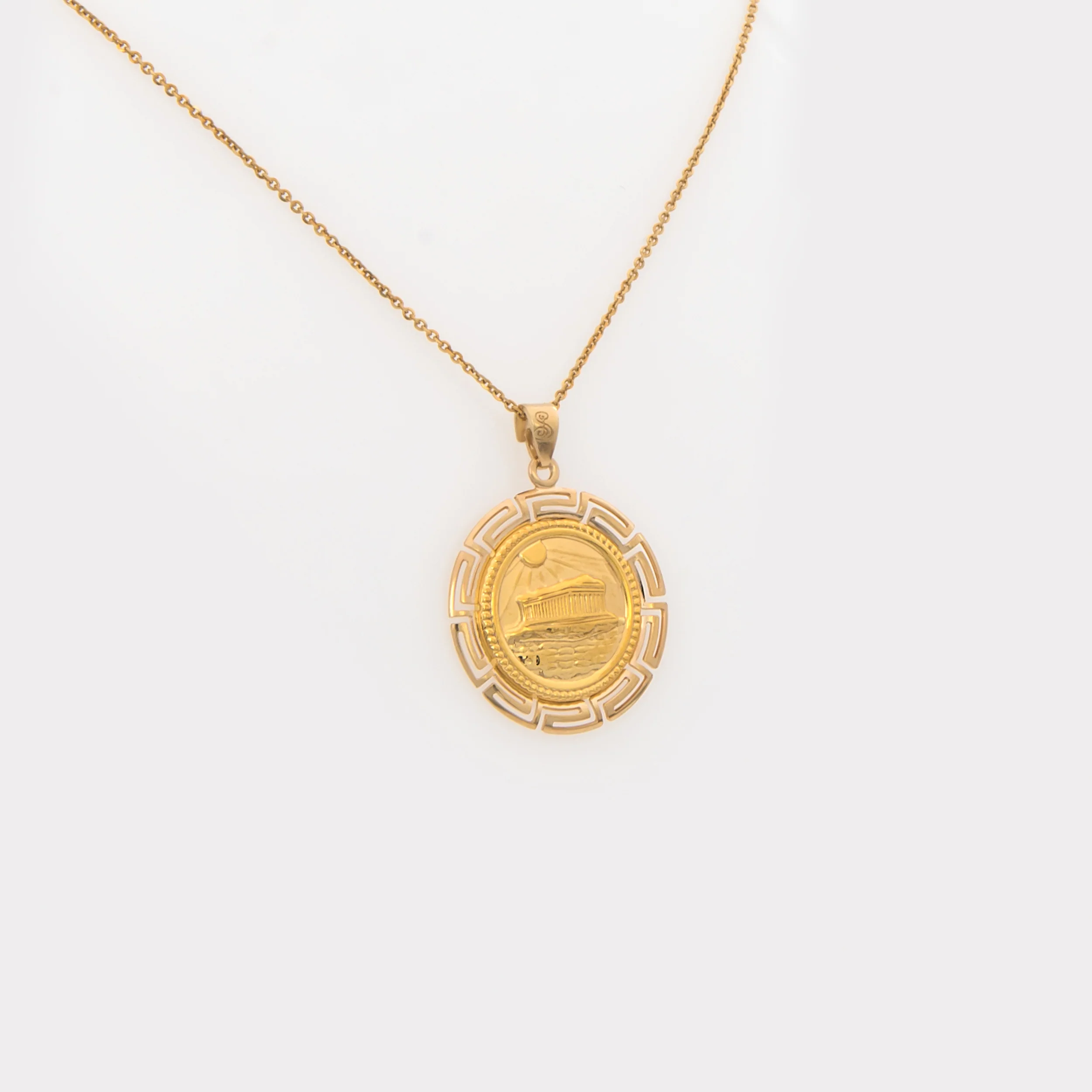Round Acropolis Meander Pendant — additional product image 3 from AntEva Crafts
