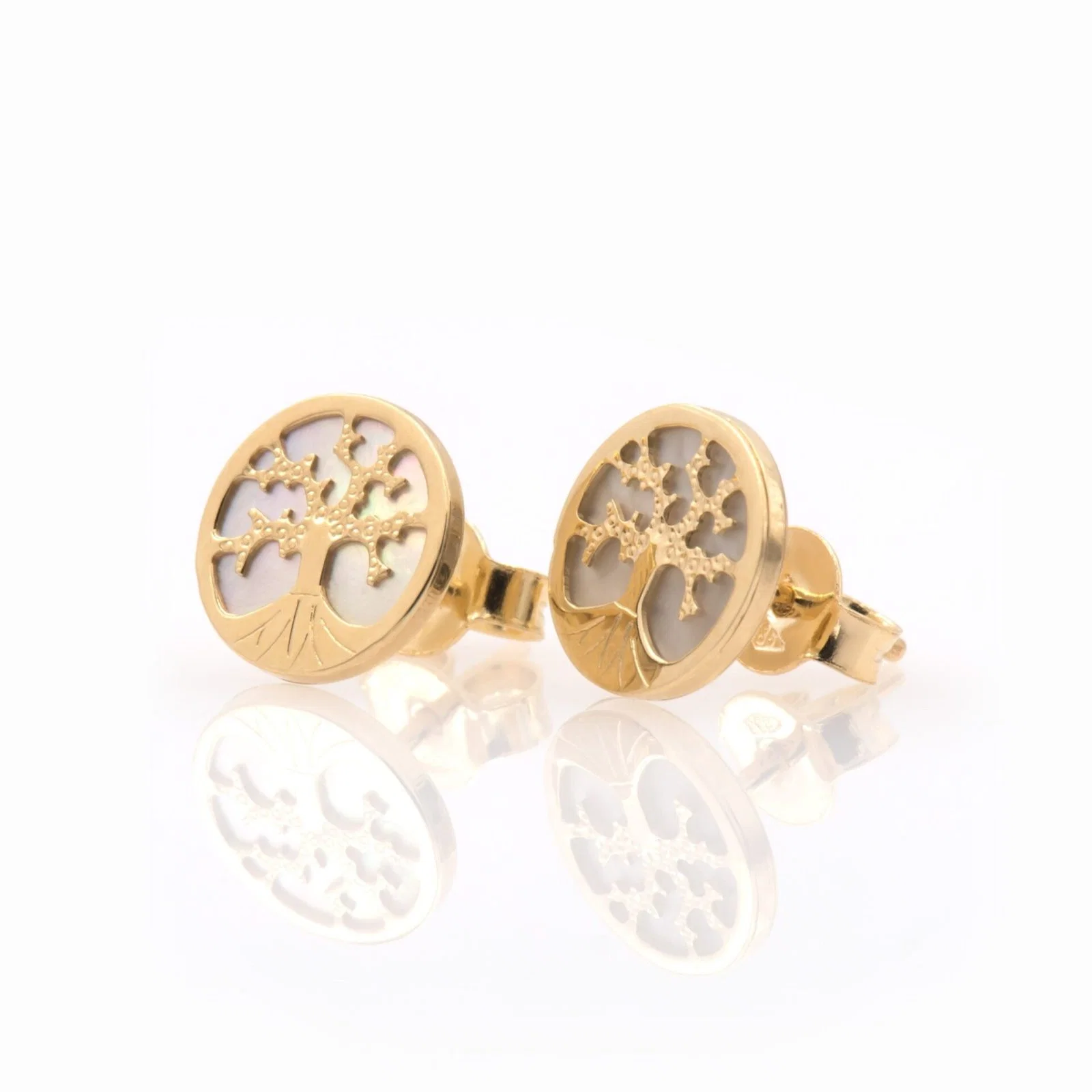 Tree of Life Stud Gold Earrings — additional product image 3 from AntEva Crafts