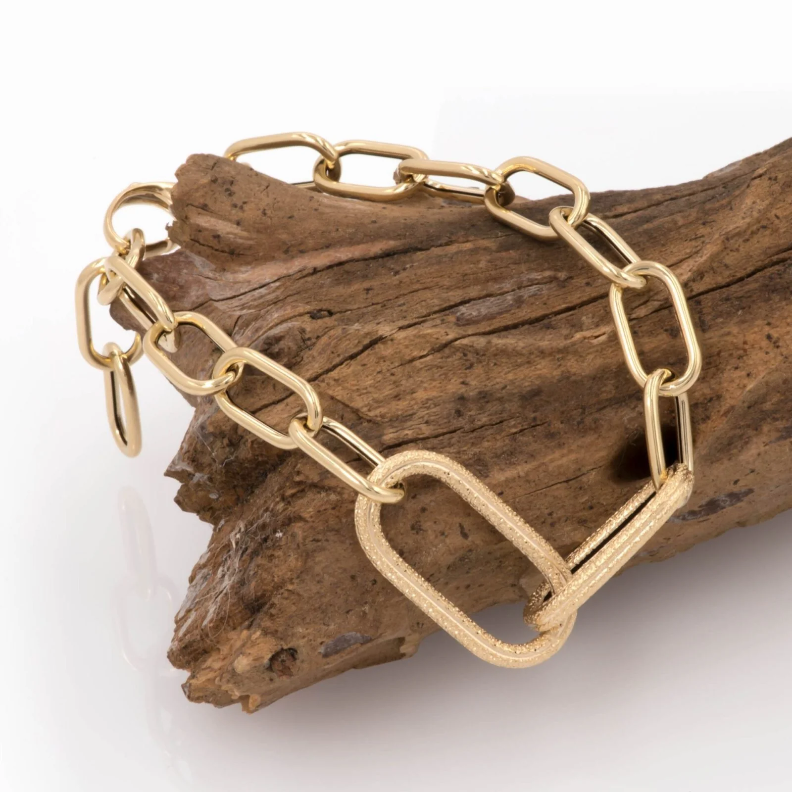 Oval Link Elongated Bracelet with Bright-Matte Finish — additional product image 4 from AntEva Crafts