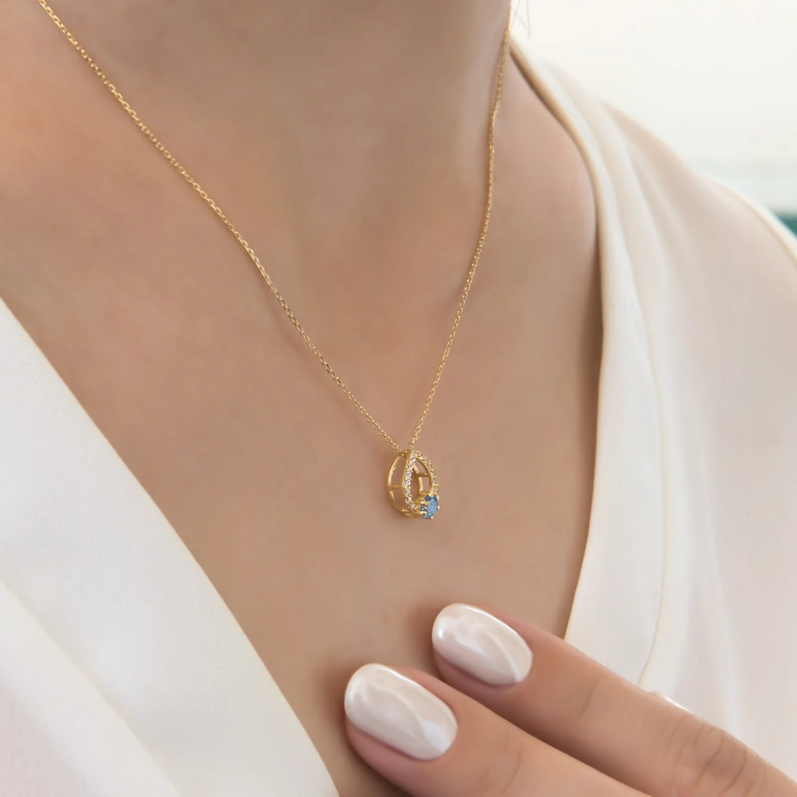 Teardrop Pear Gemstone Necklace — additional product image 5 from AntEva Crafts