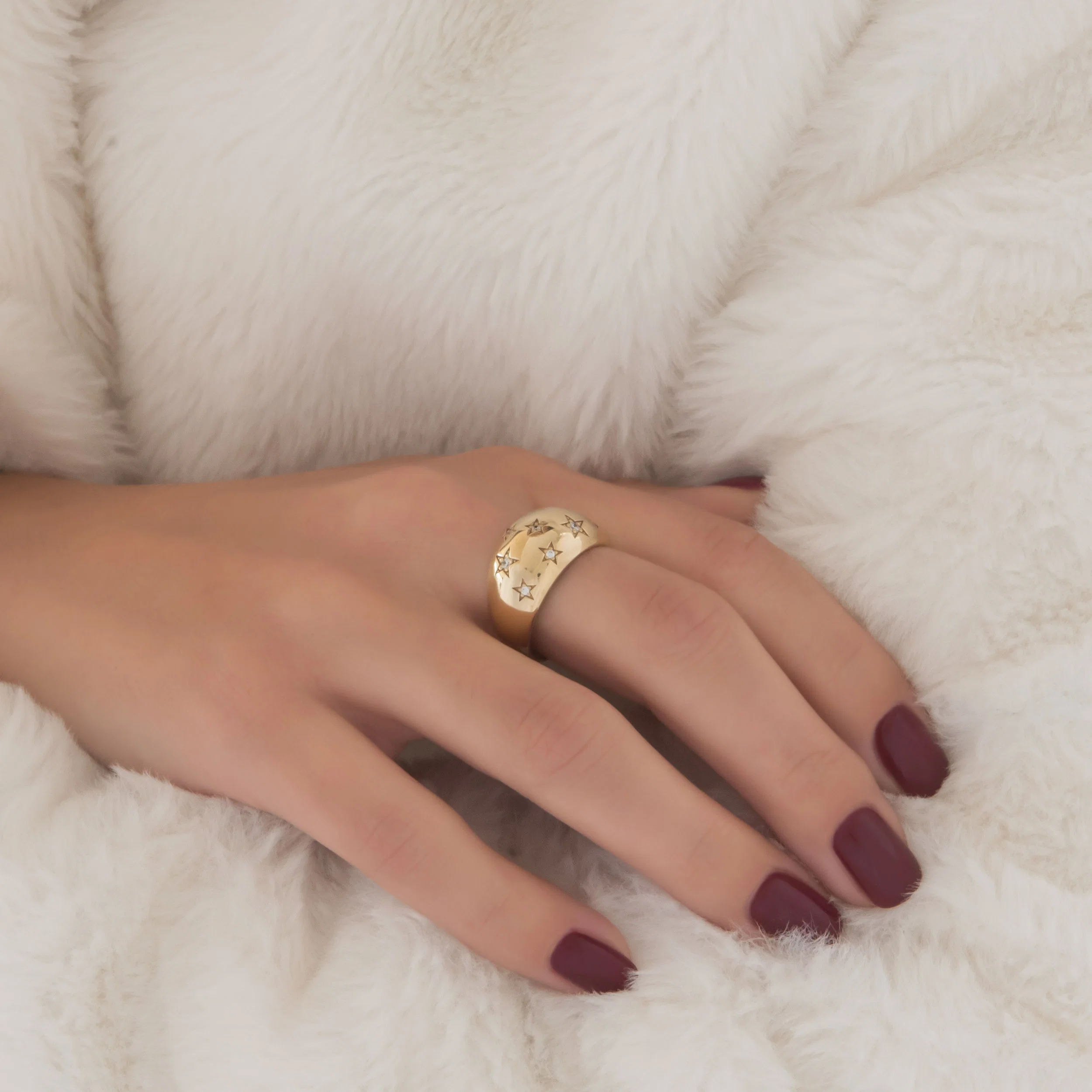 Wide Dome Starburst Ring with White CZ — additional product image 4 from AntEva Crafts