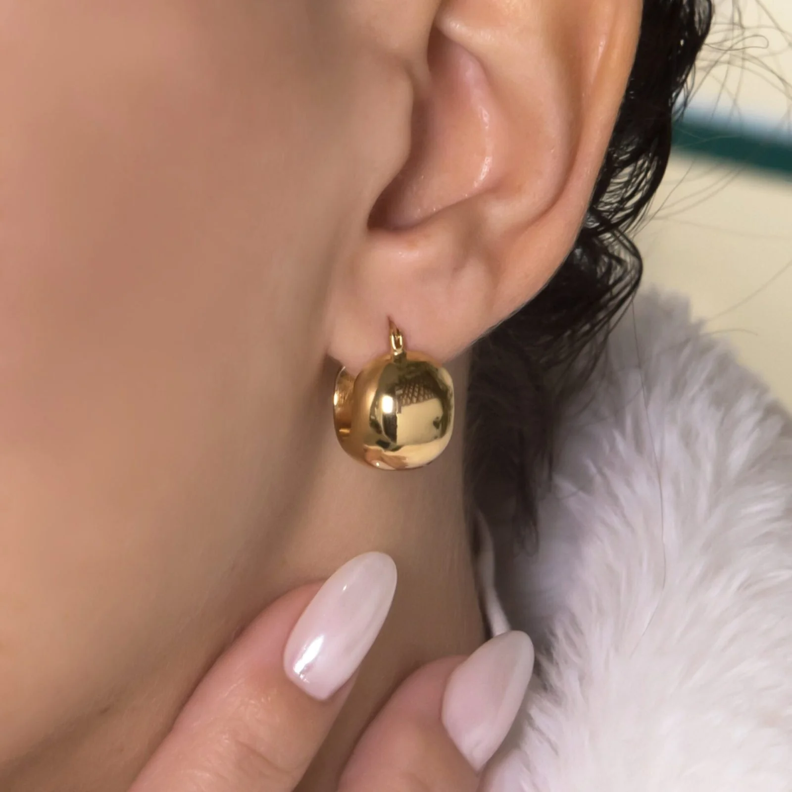 Mini Thick Dome Hoop Earrings — additional product image 4 from AntEva Crafts