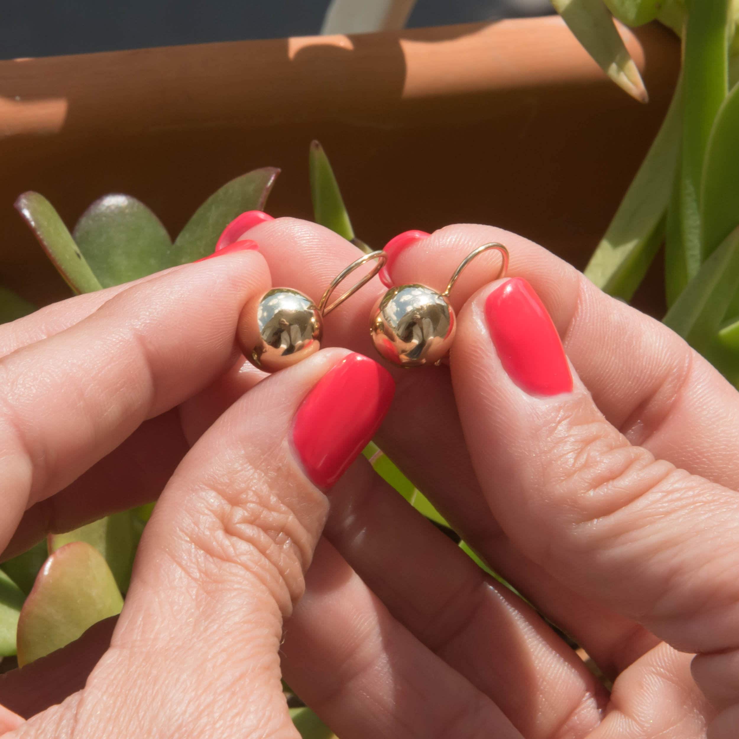 Ball Dangle Earrings in 14k solid Gold — additional product image 8 from AntEva Crafts