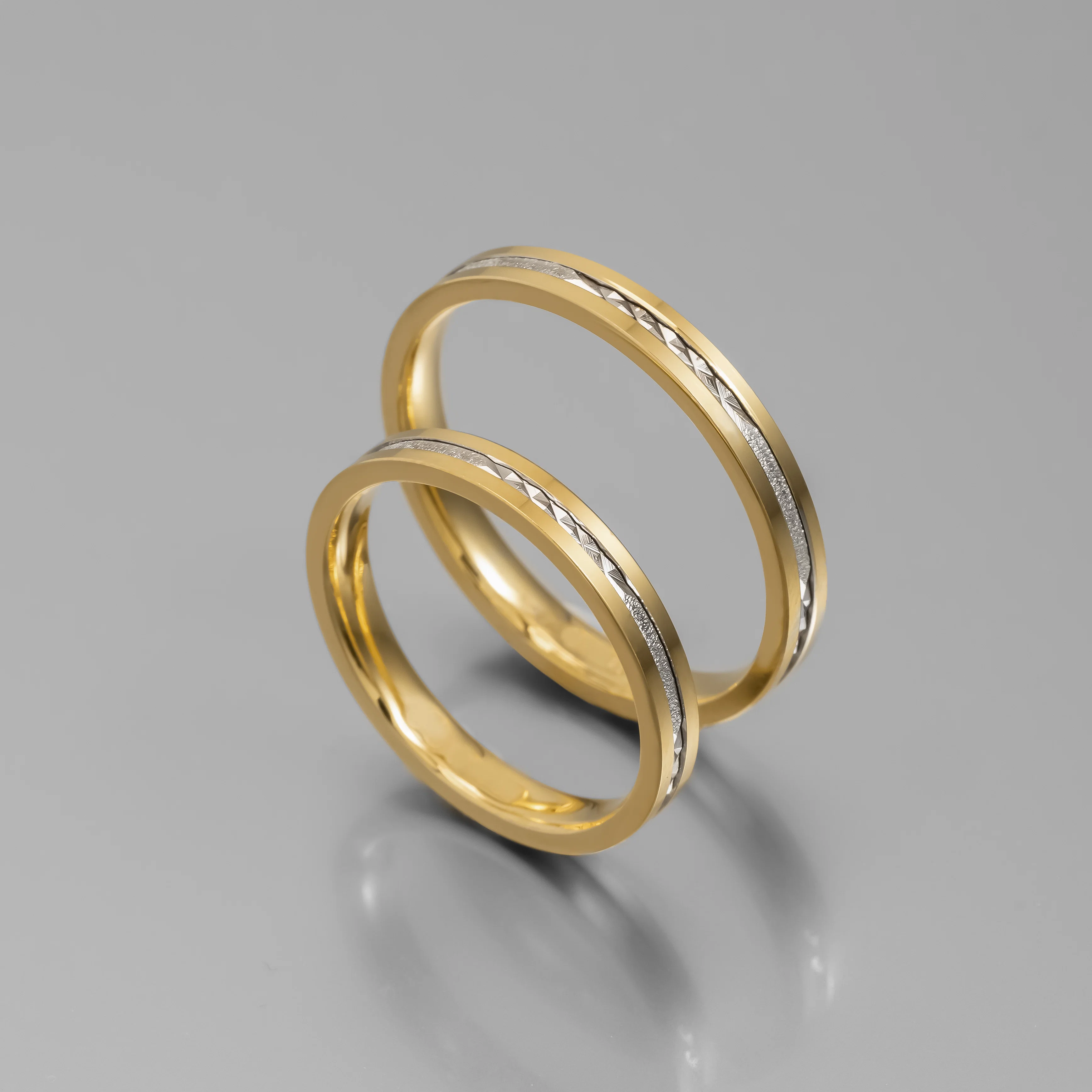 Diamond Cut Two tone Wedding Band — additional product image 9 from AntEva Crafts