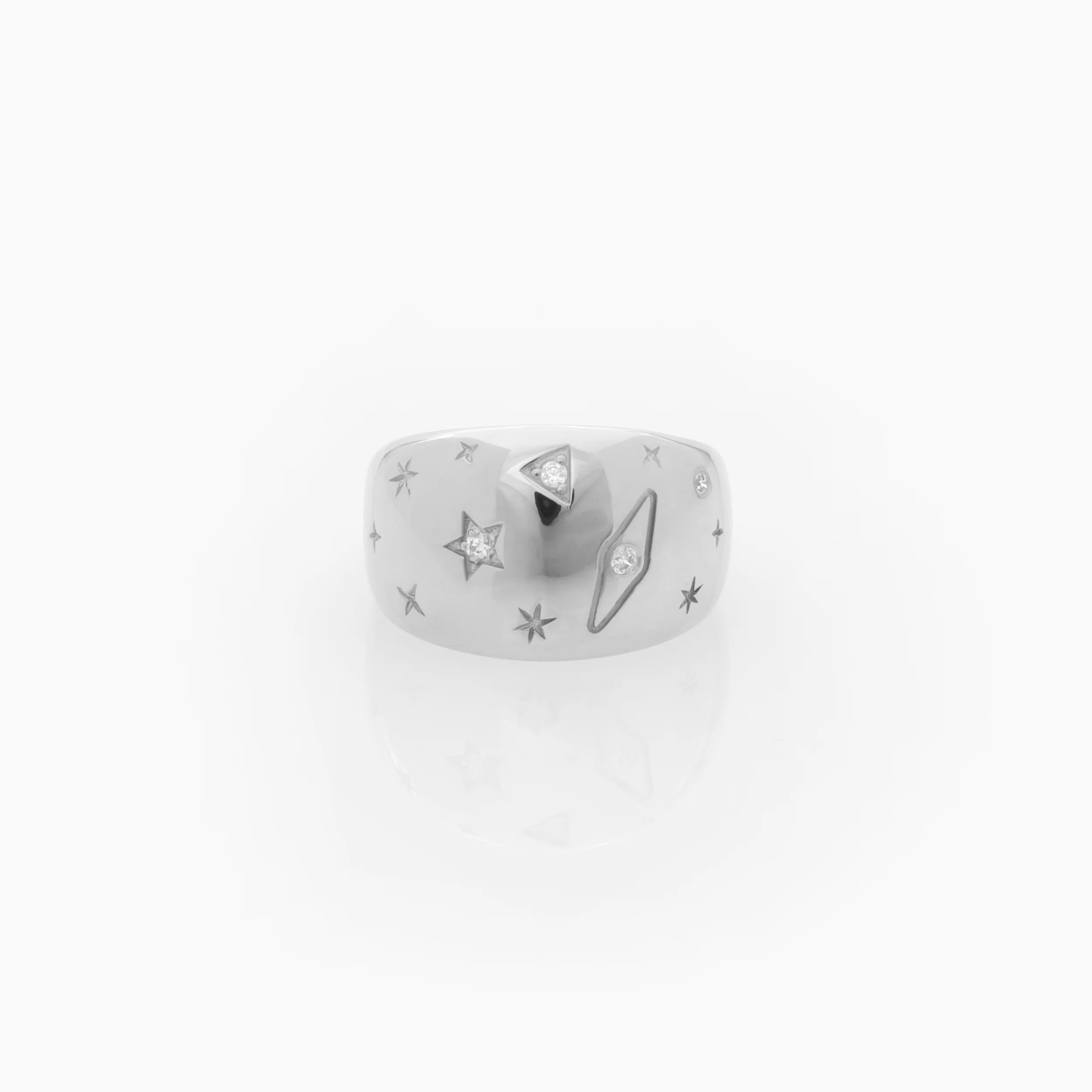 Wide Dome Starburst Diamond Ring — additional product image 3 from AntEva Crafts