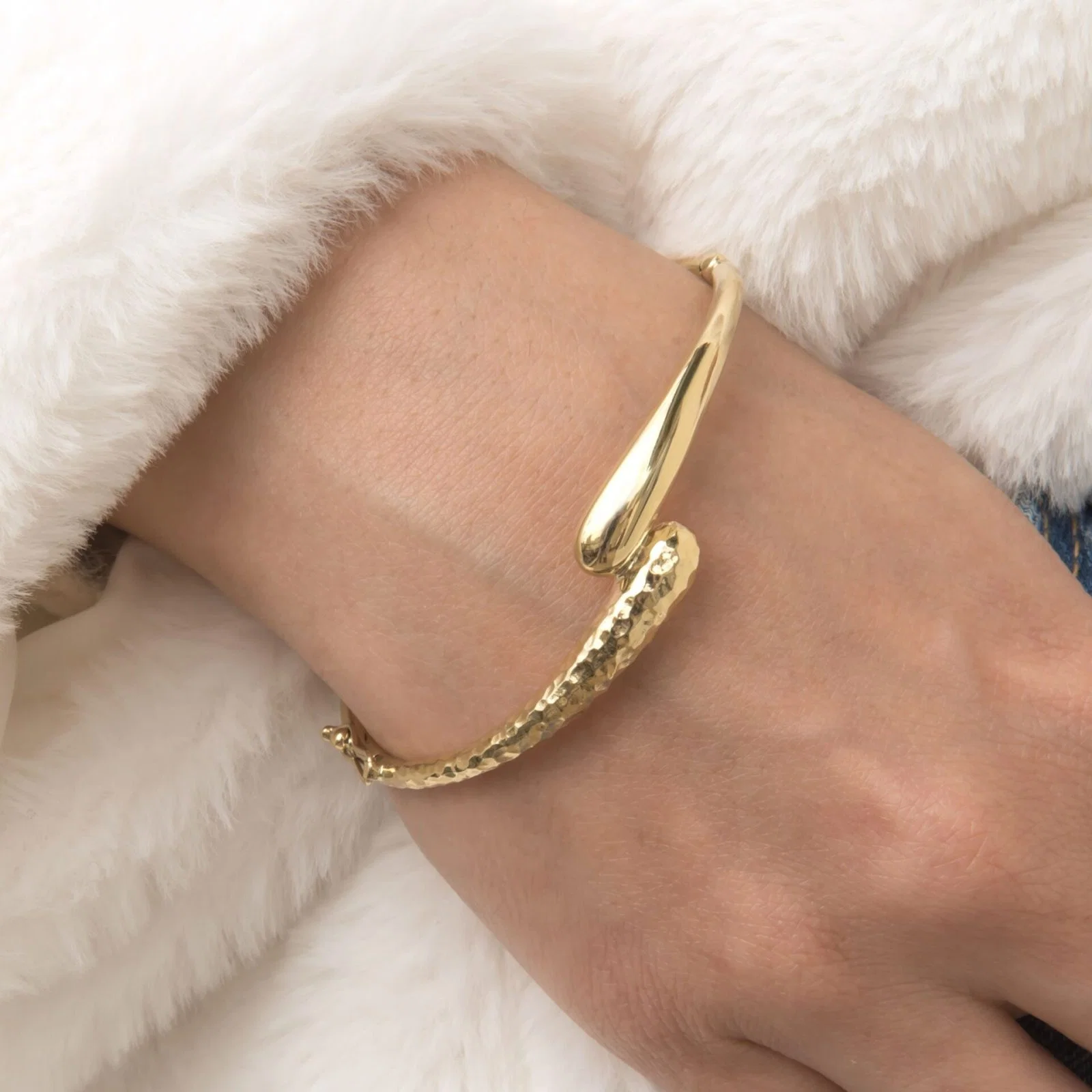 Hammered Bypass Hinged Bangle — additional product image 4 from AntEva Crafts