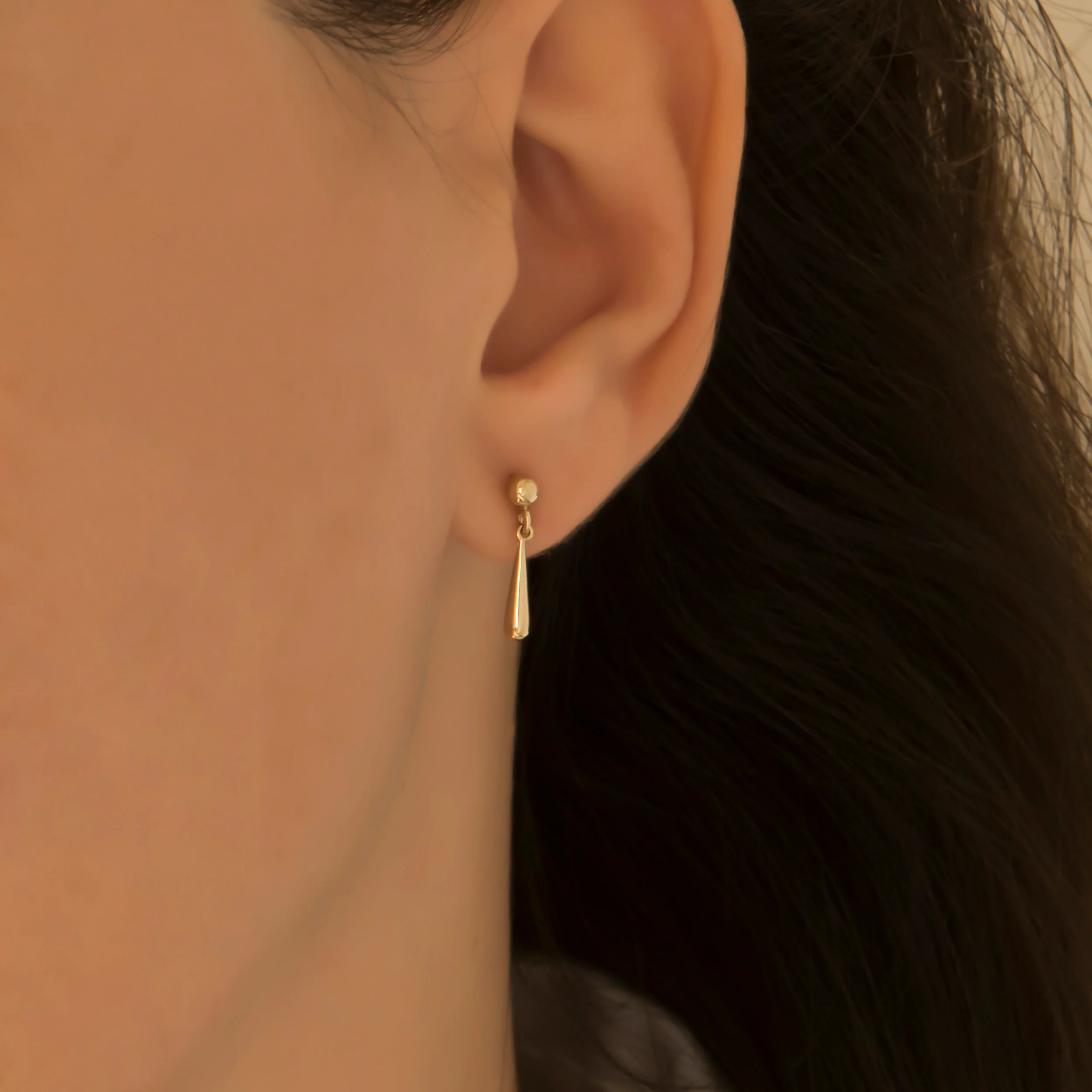 Dainty Teardrop Gold Dangle Earrings — additional product image 2 from AntEva Crafts