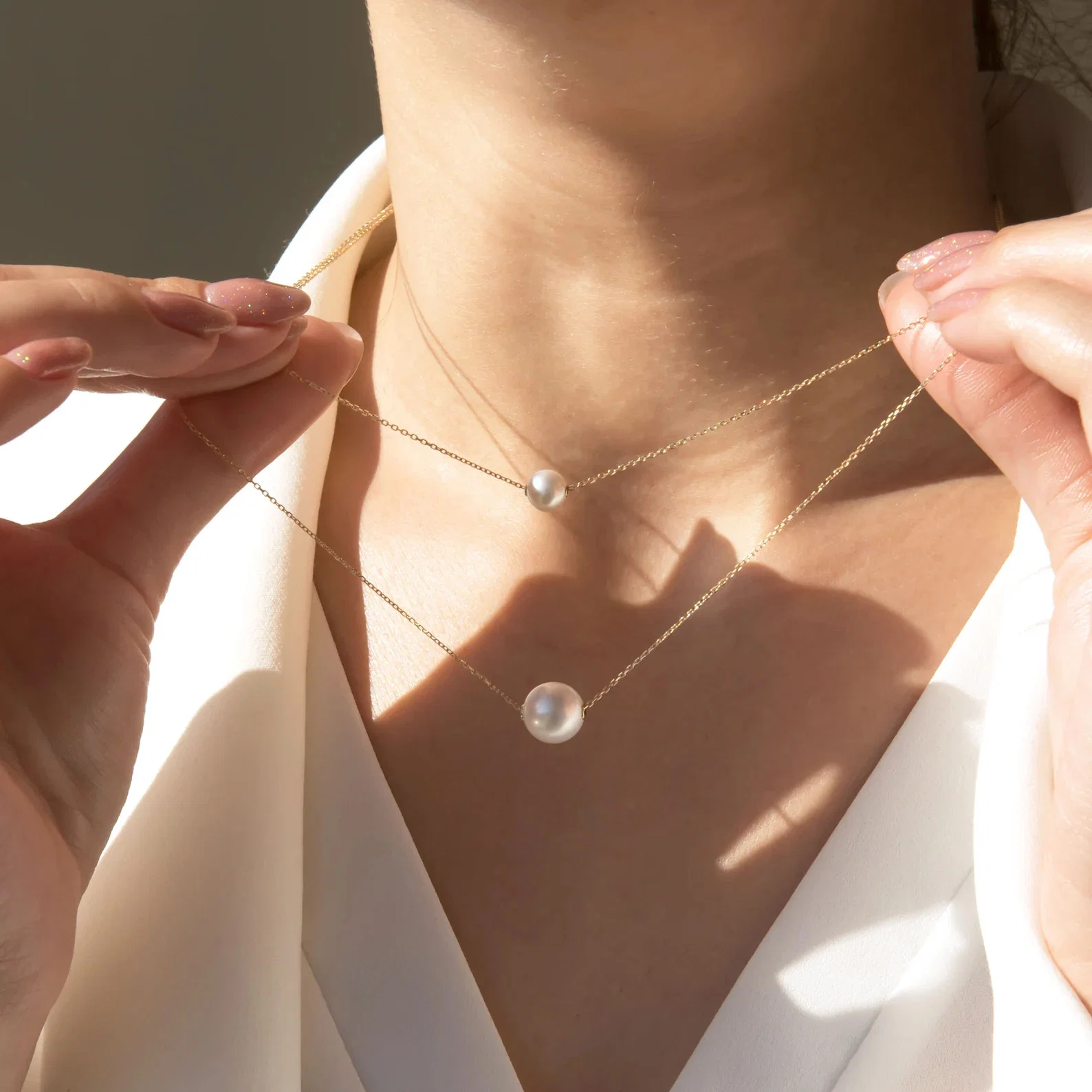 Double Chain Pearl Necklace — additional product image 4 from AntEva Crafts