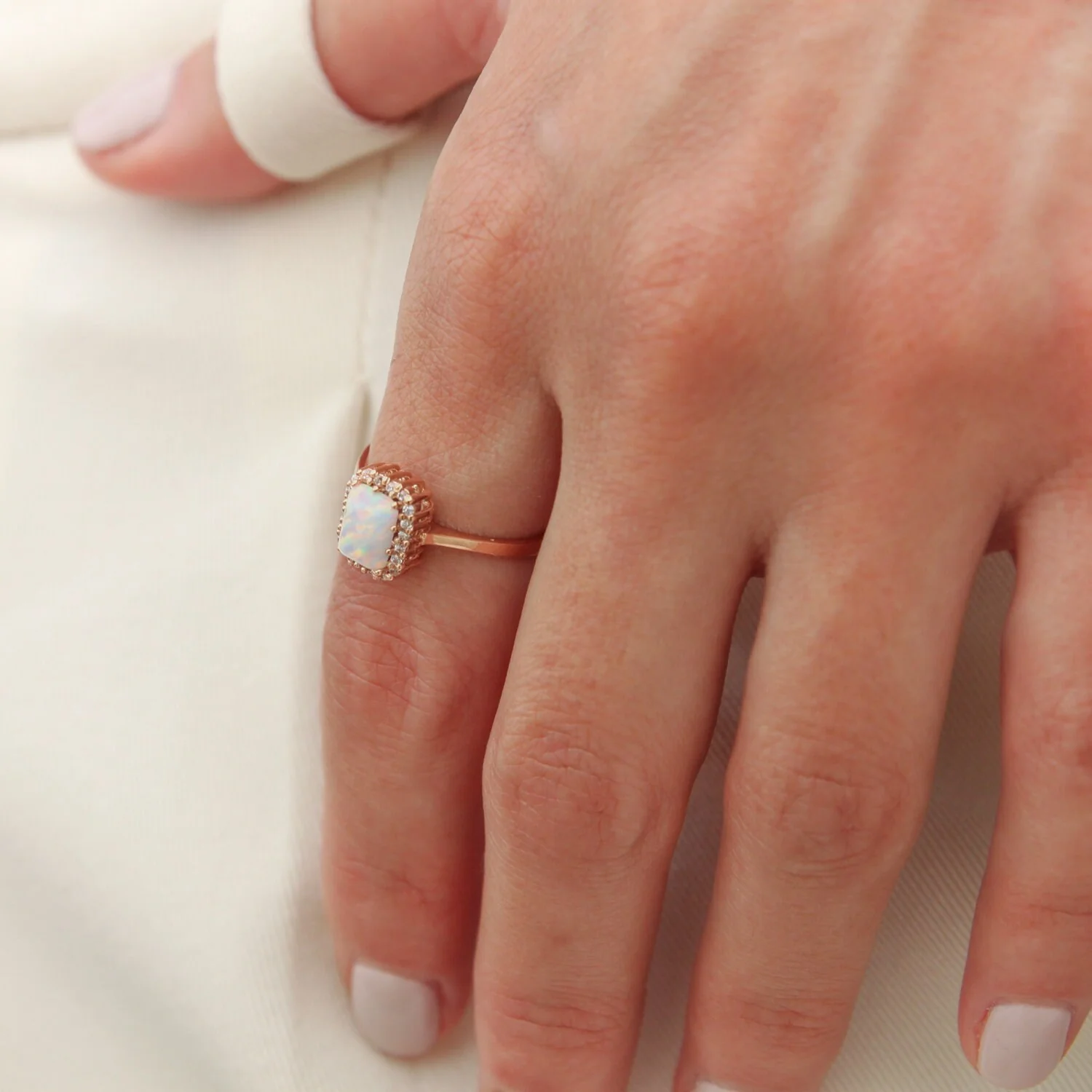 White Opal Gold Ring — additional product image 4 from AntEva Crafts