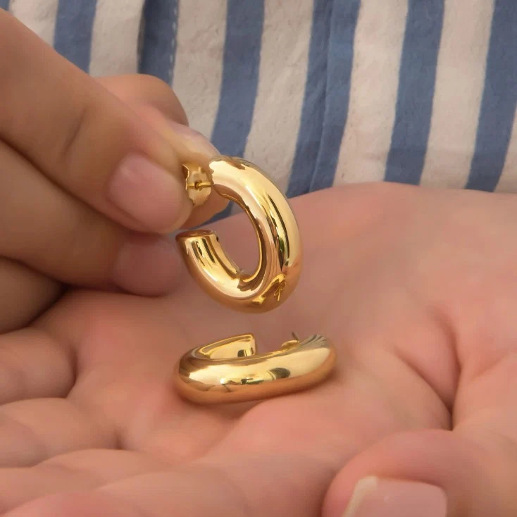 Half Hoop 14k Gold Earrings — additional product image 6 from AntEva Crafts