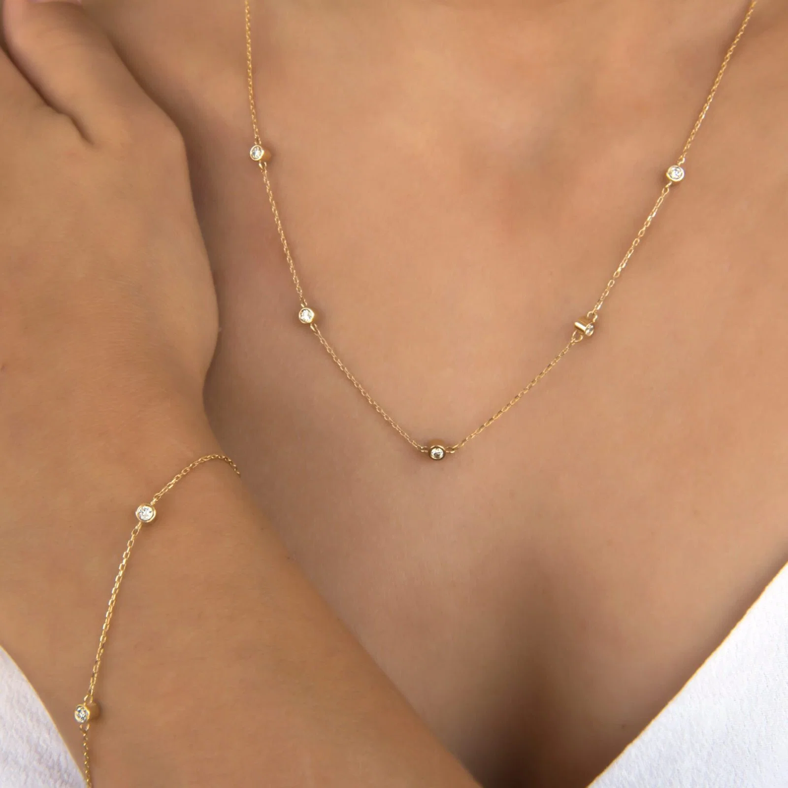 Diamond Station Necklace — additional product image 5 from AntEva Crafts