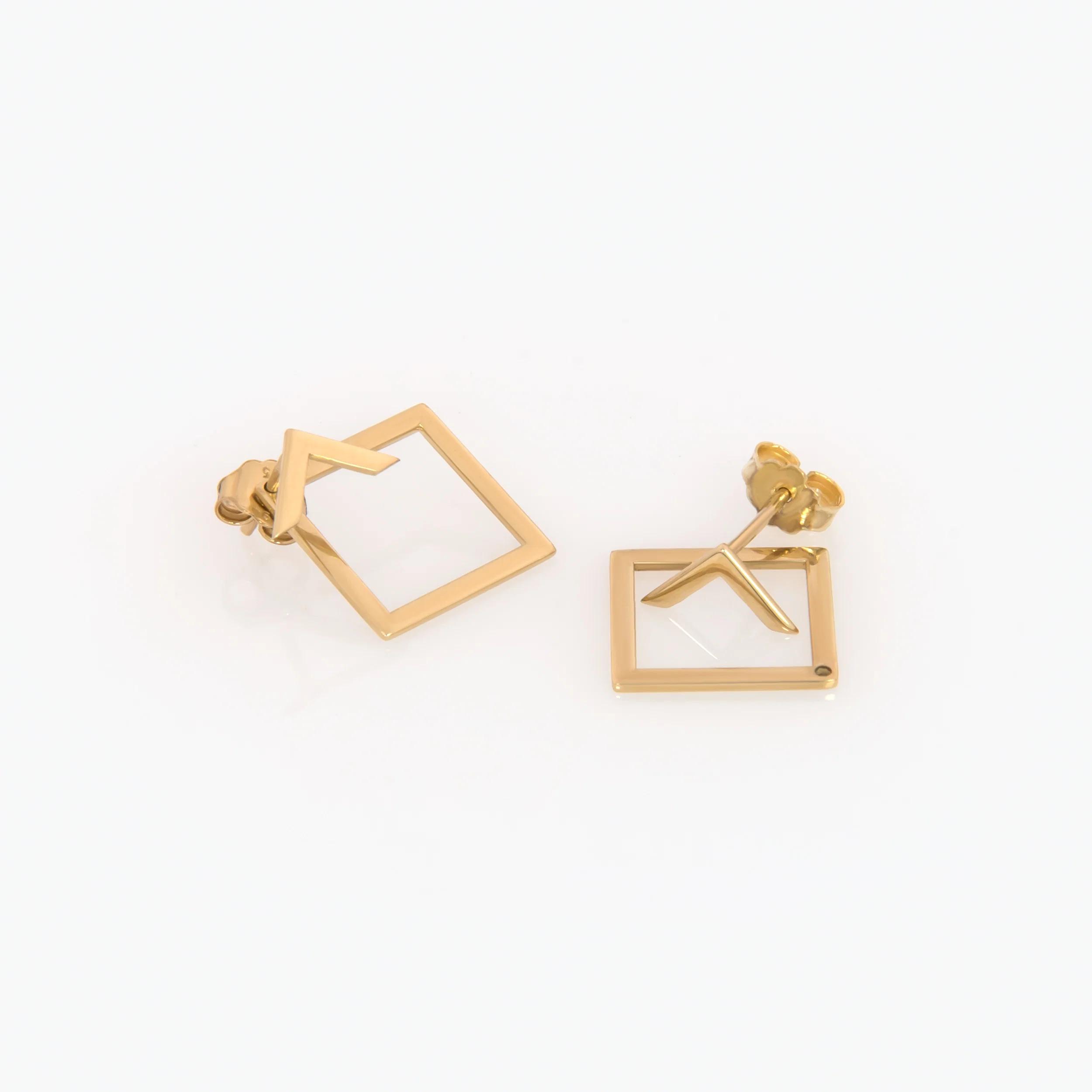 Gold Rhombus Ear Jacket Studs — additional product image 3 from AntEva Crafts
