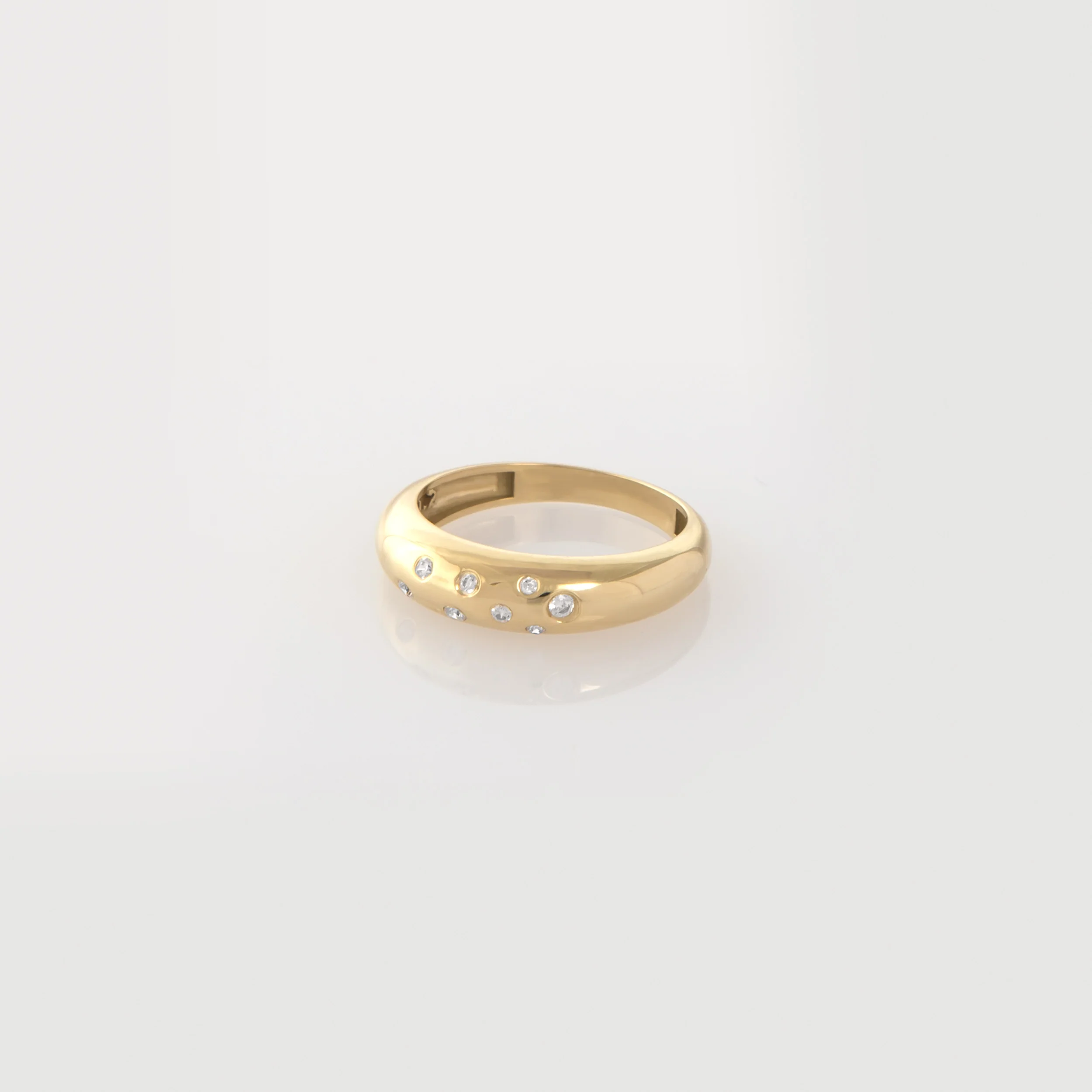 Asymmetrical Stones Gold Ring