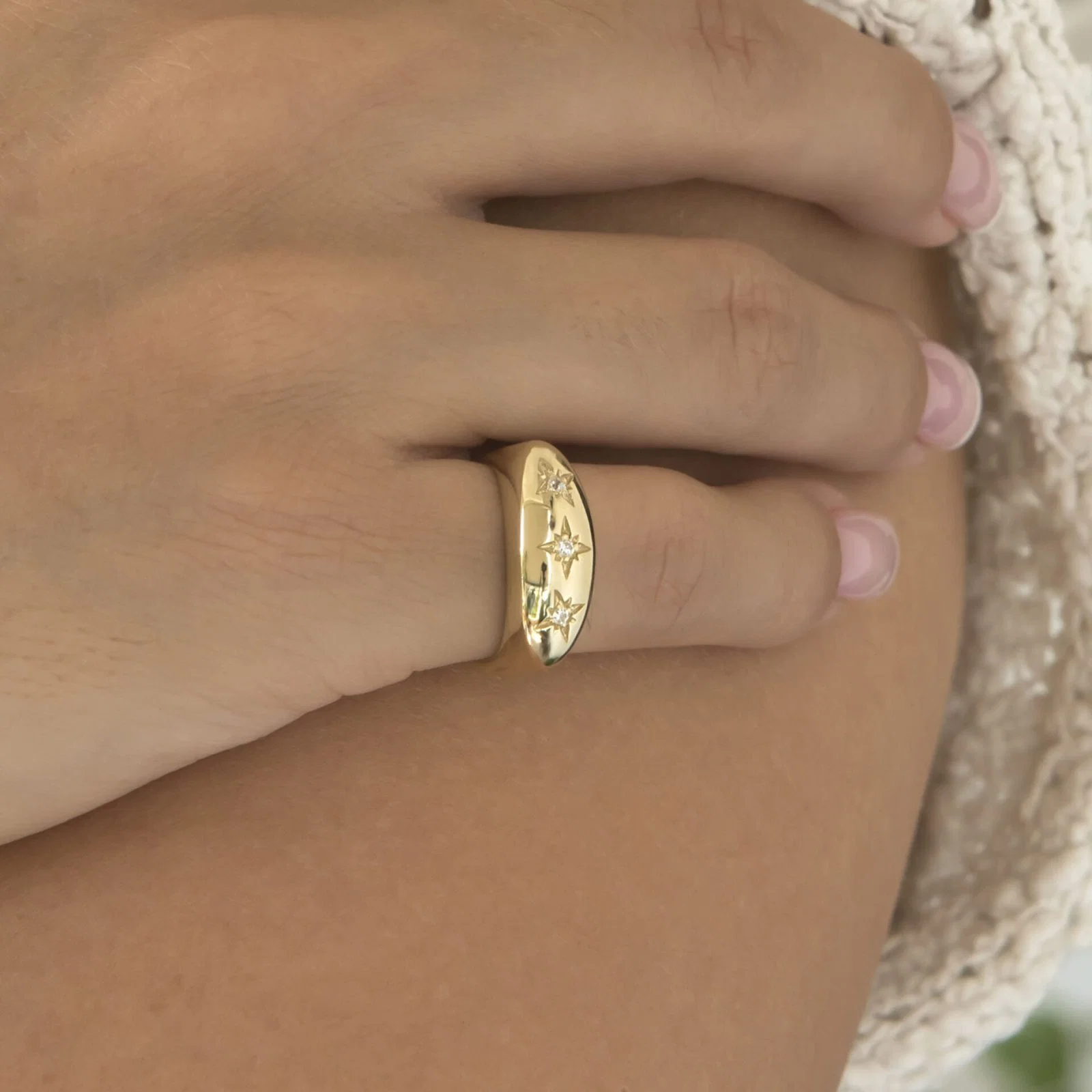 Diamond North Star Ring with 3 Diamonds — additional product image 5 from AntEva Crafts