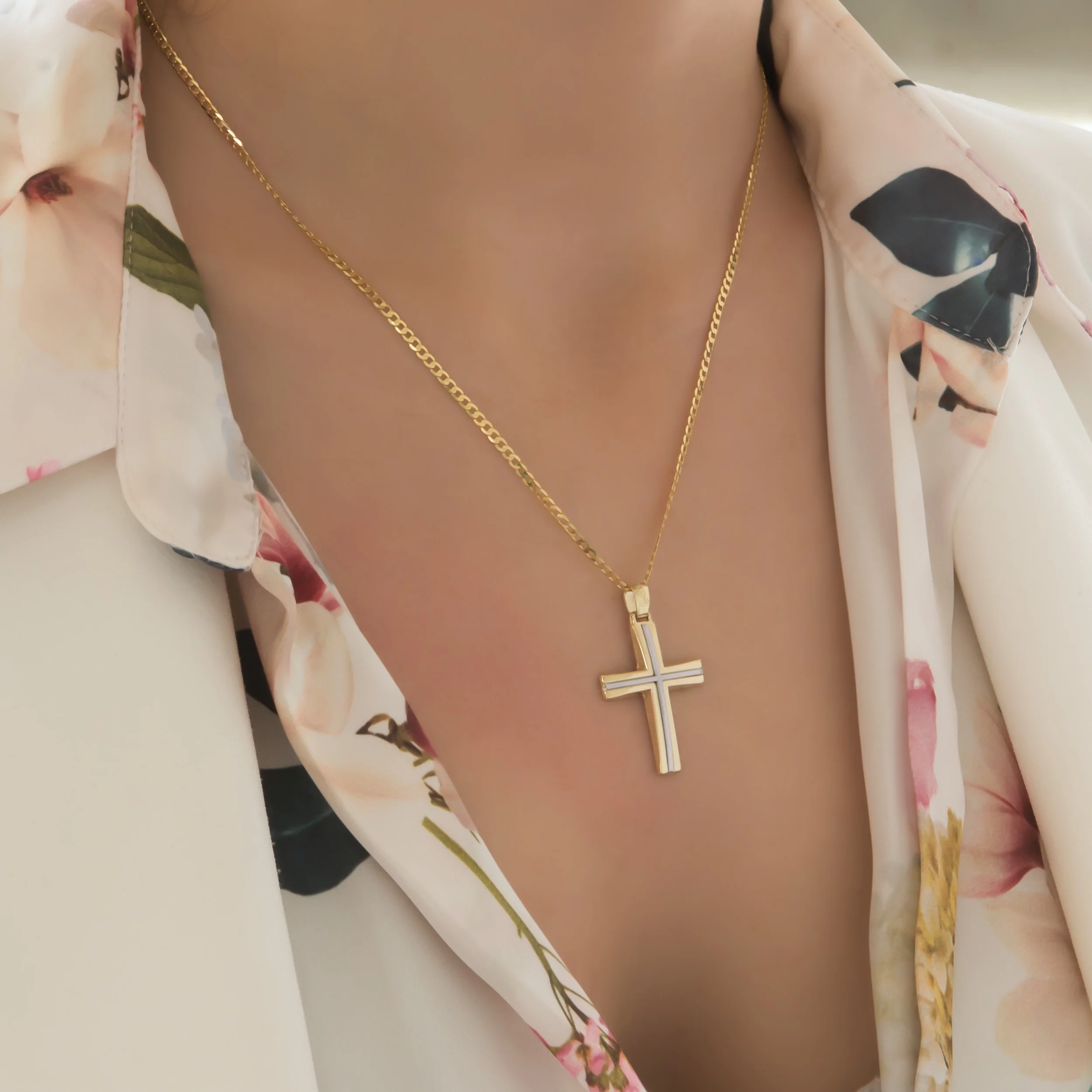 Elegant Two-Tone Cross Pendant — additional product image 2 from AntEva Crafts