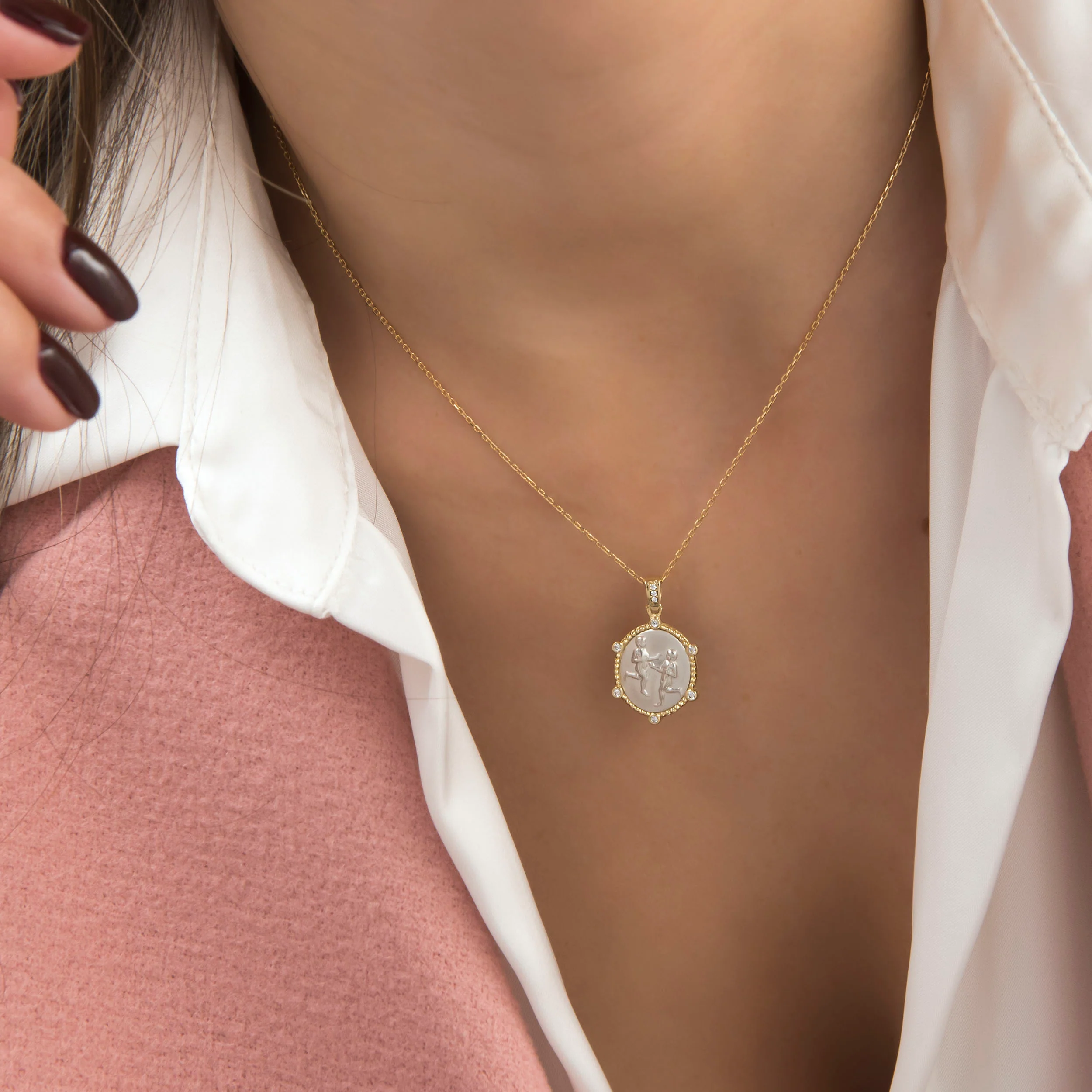 Two Tone Horoscope Charm Zodiac Necklace — additional product image 3 from AntEva Crafts