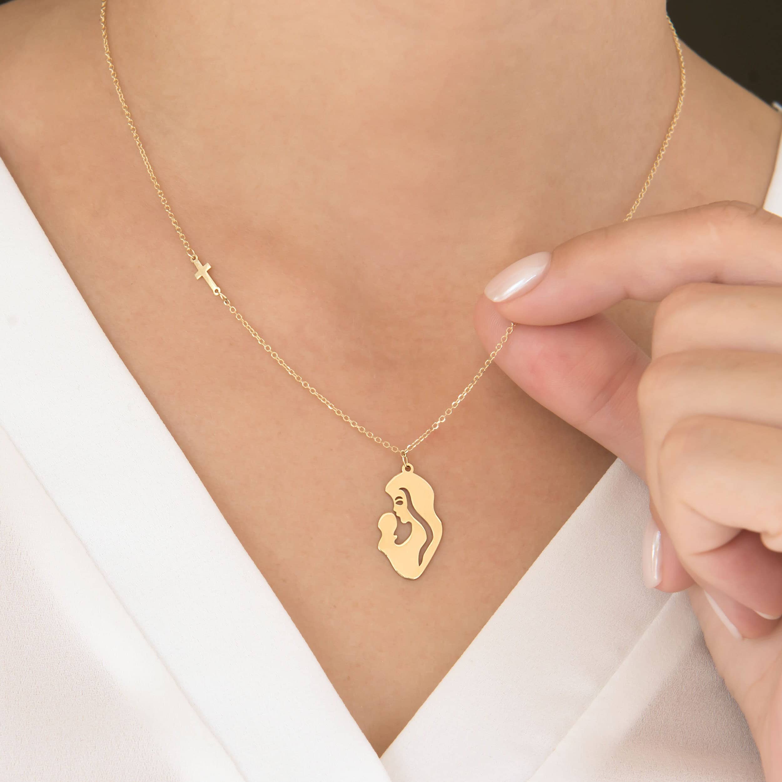 Mother Child Gold Necklace — additional product image 3 from AntEva Crafts