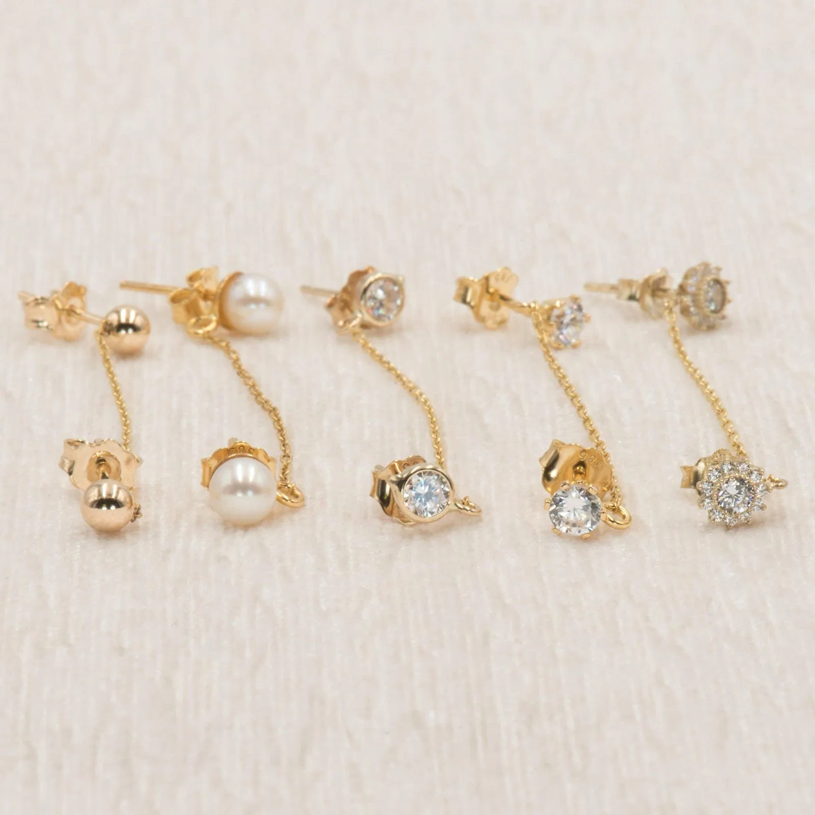 Double Solitaire Chain Stud Earring — additional product image 5 from AntEva Crafts