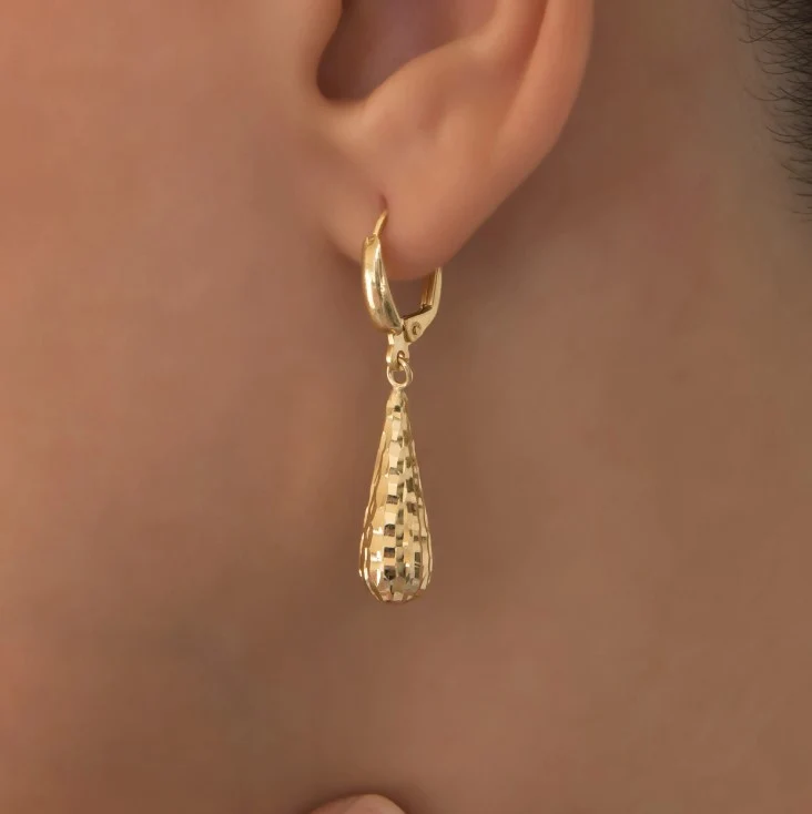 Gold Teardrop Earrings — additional product image 5 from AntEva Crafts