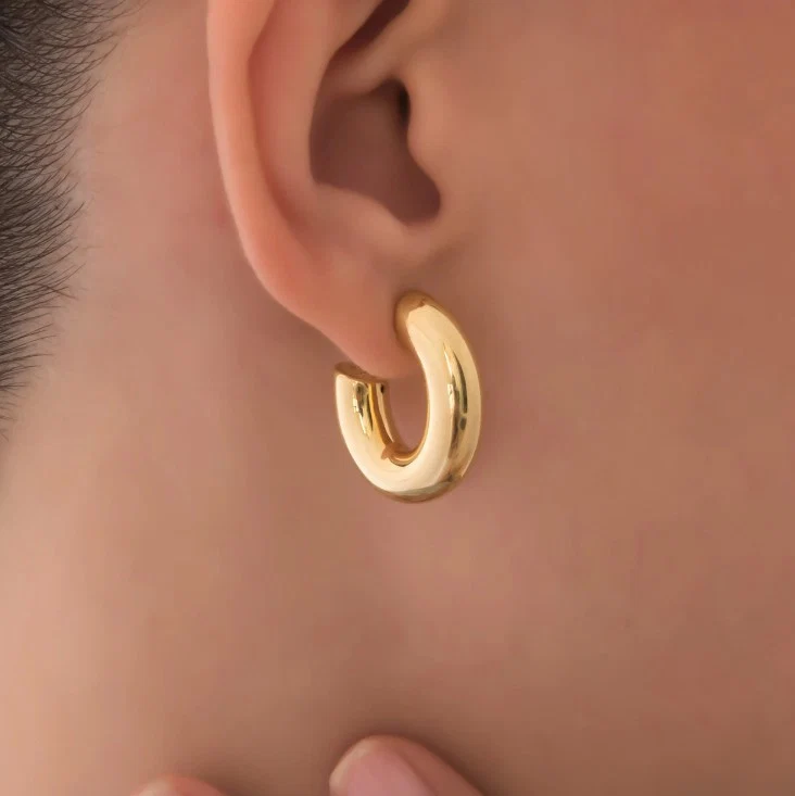 Half Hoop 14k Gold Earrings — additional product image 2 from AntEva Crafts