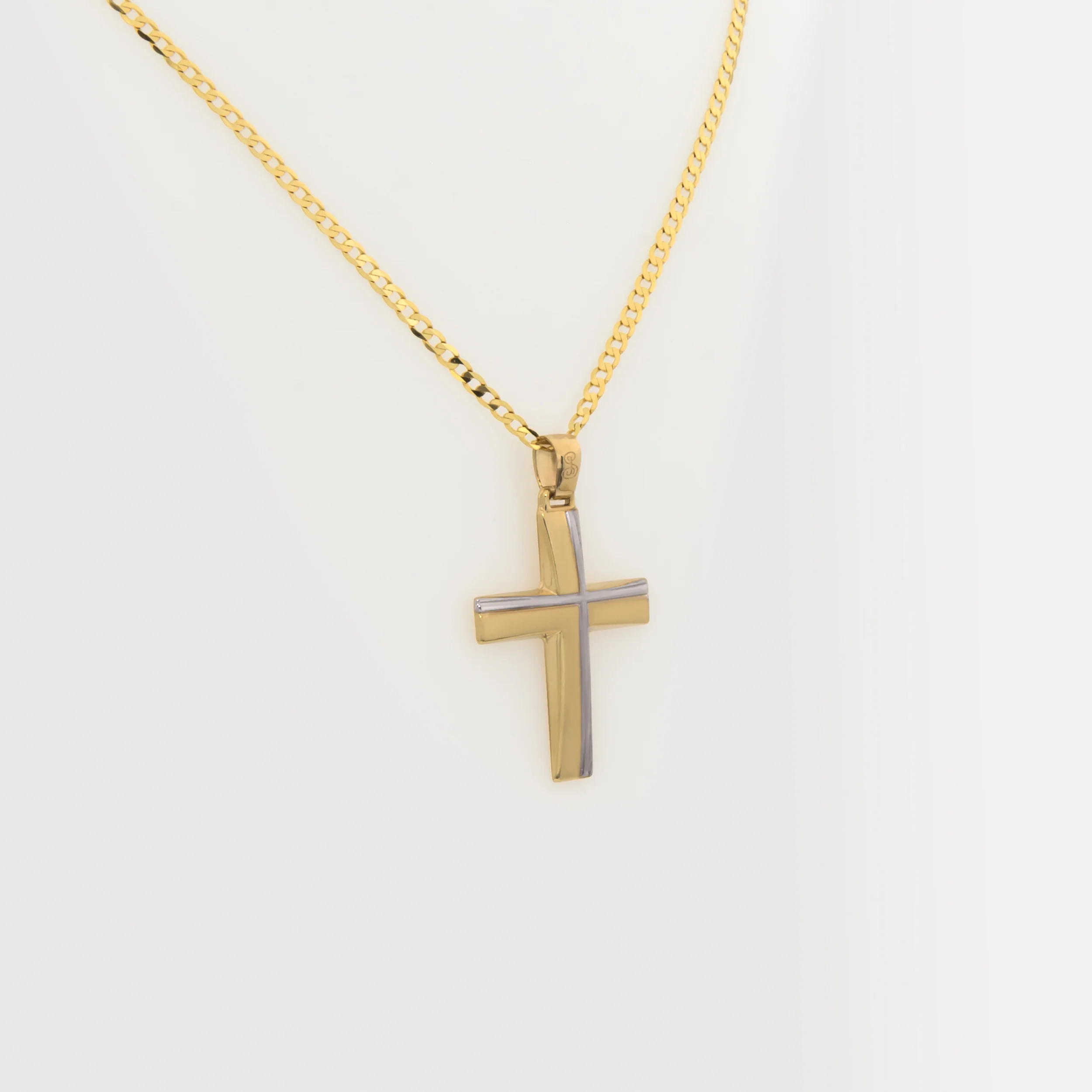 Modern Two-Tone Asymmetrical Cross Pendant — additional product image 3 from AntEva Crafts