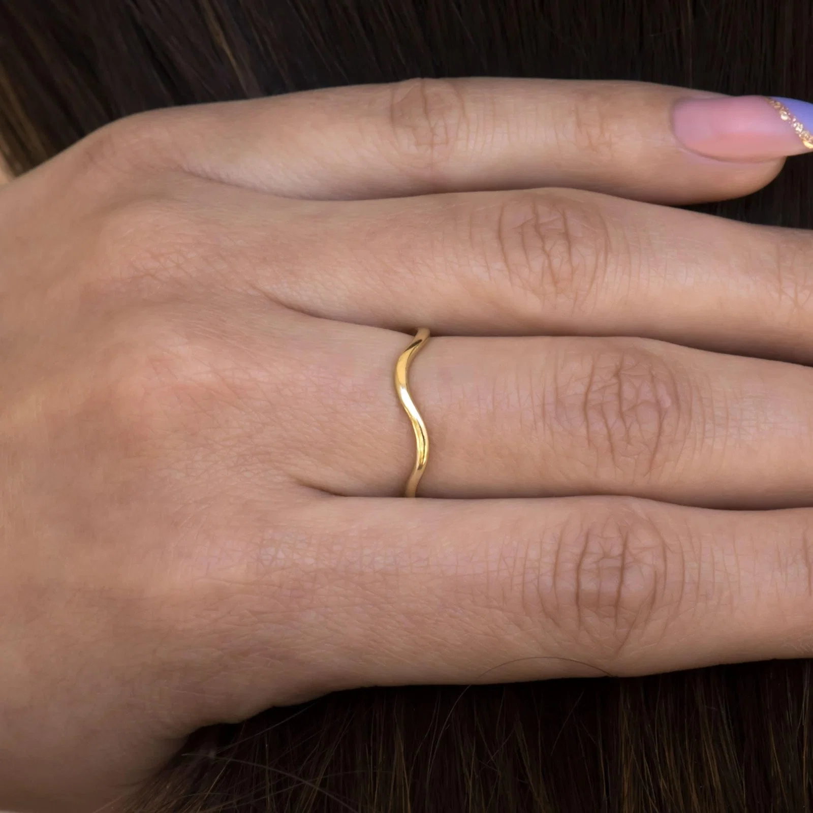 Thin Wave Curved Ripple Ring — additional product image 2 from AntEva Crafts