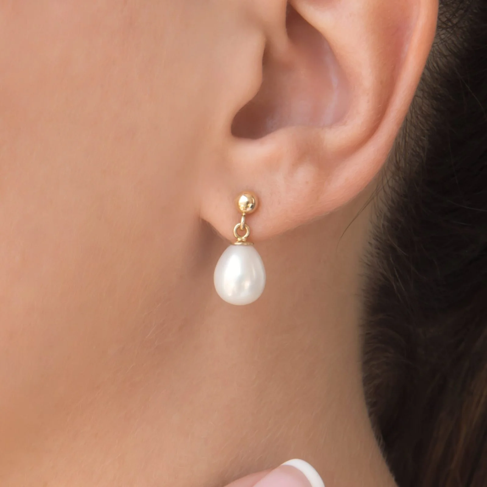 Pearl Drop Gold Earrings — additional product image 2 from AntEva Crafts