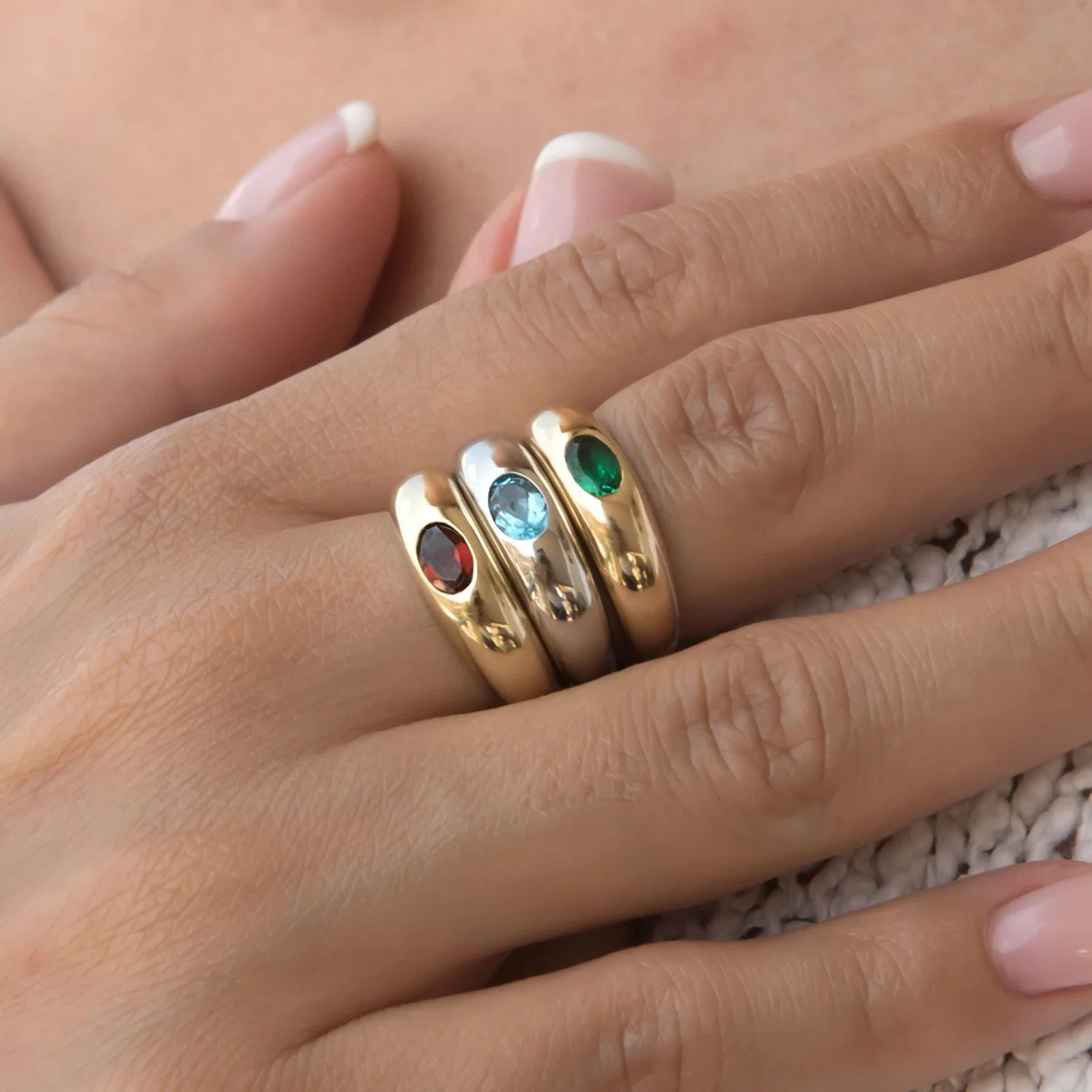 Bezel Dome Ring with Oval Birthstone — additional product image 2 from AntEva Crafts