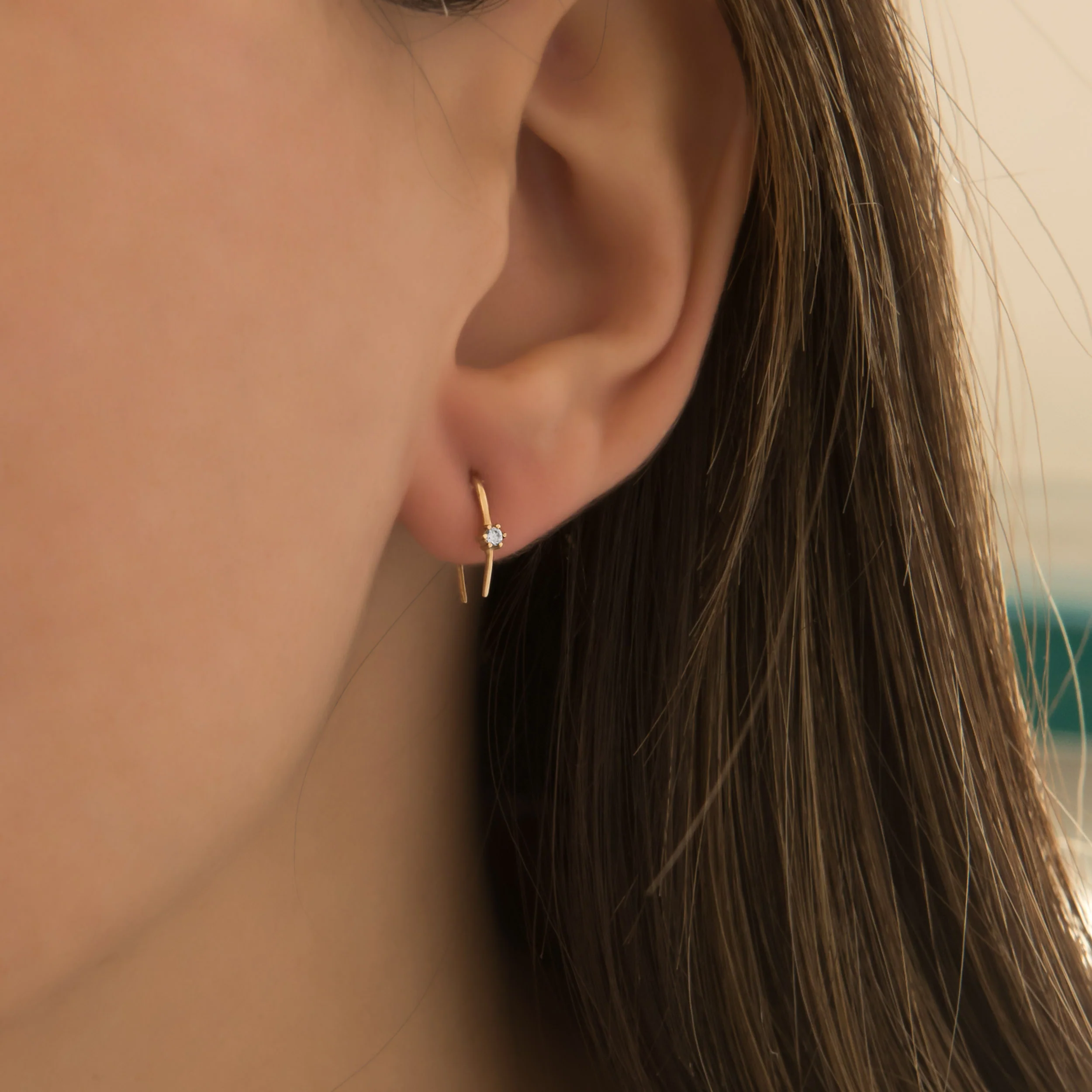 Open Arc Hoops with One Gemstone — additional product image 2 from AntEva Crafts