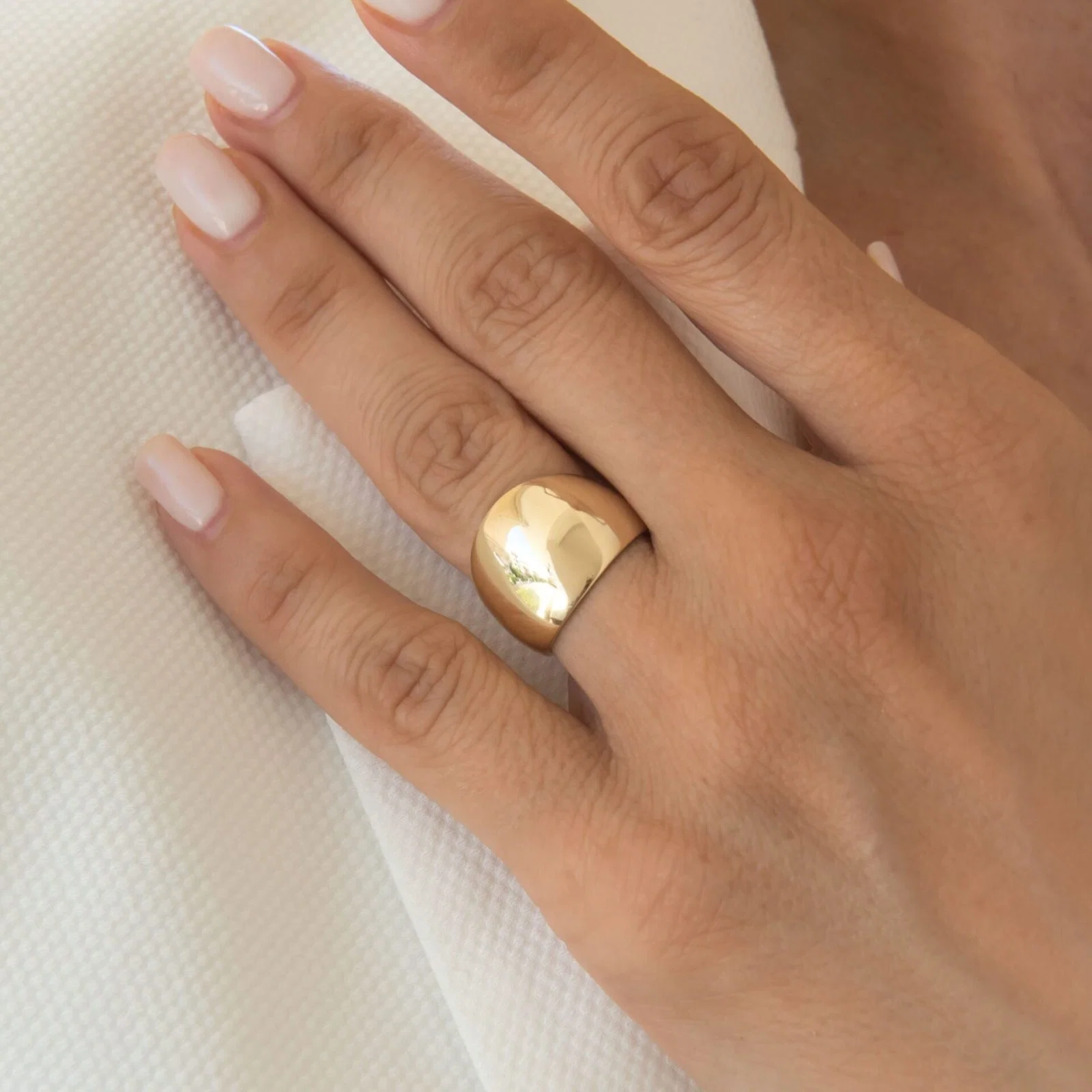 Wide Dome 14k Gold Vermeil Ring — additional product image 4 from AntEva Crafts