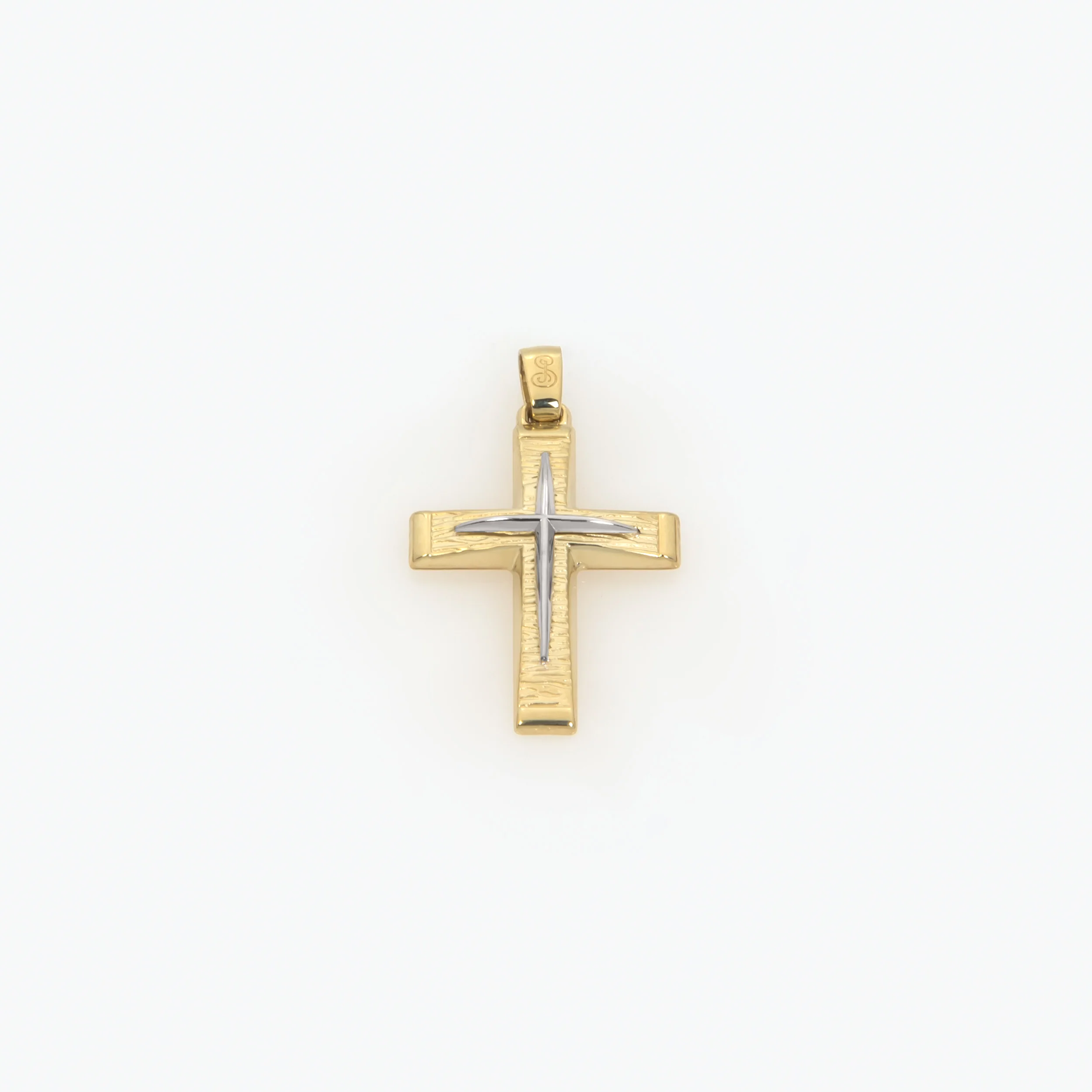Two-Tone Matte Textured Cross Pendant