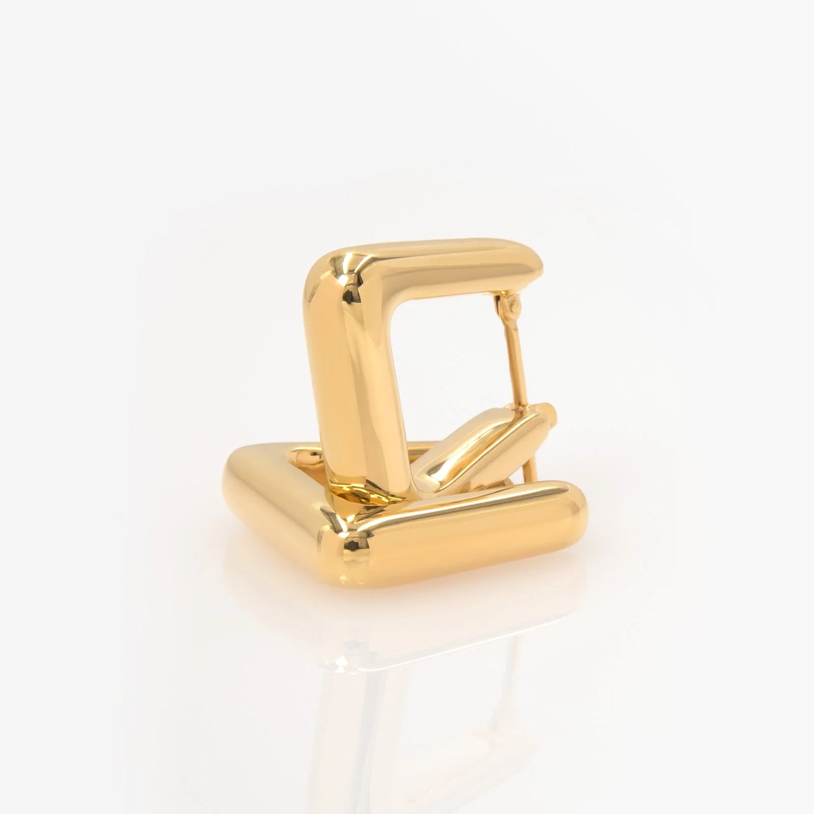 Square Hoop Gold Earrings — additional product image 6 from AntEva Crafts