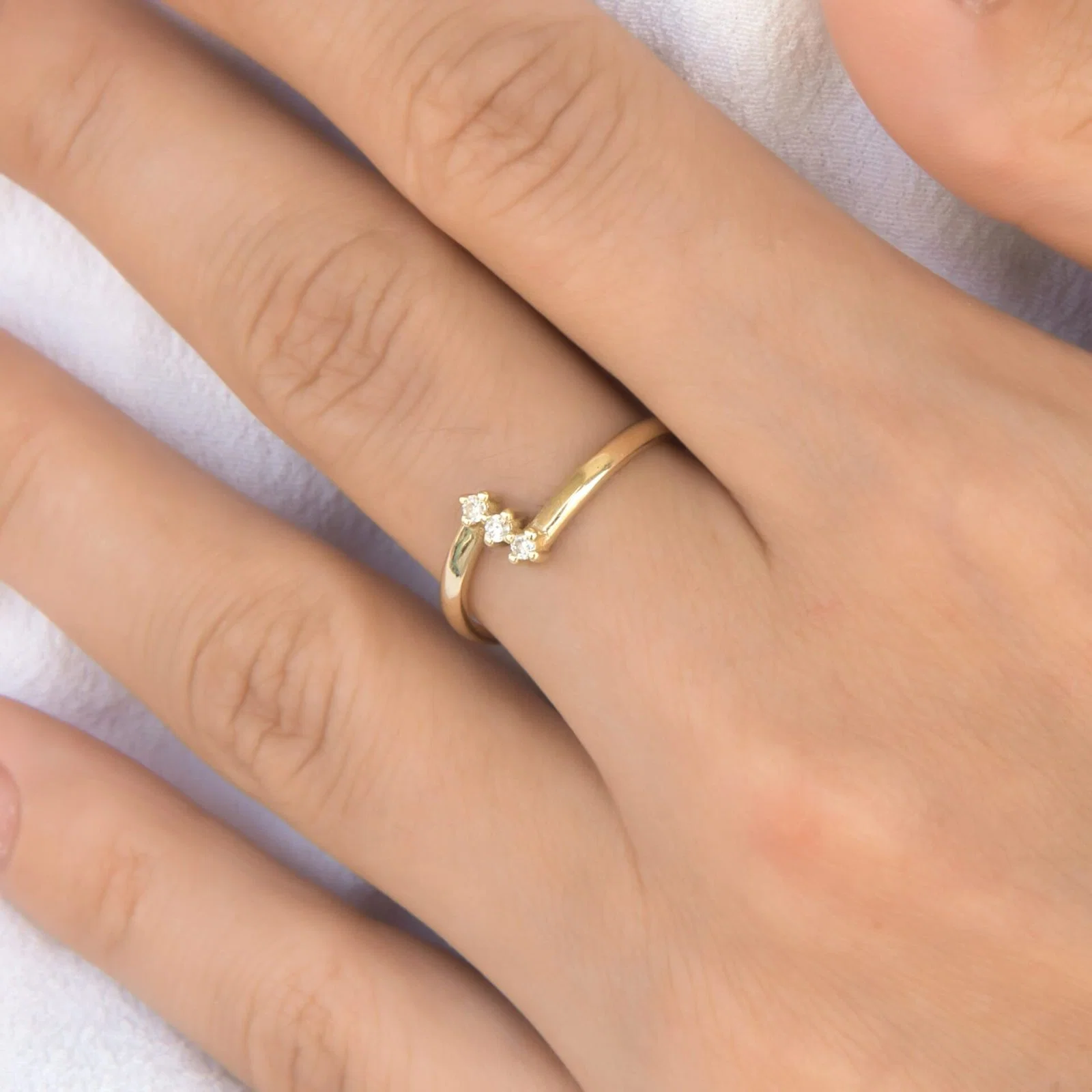 Triple Diamond Bypass Ring — additional product image 4 from AntEva Crafts