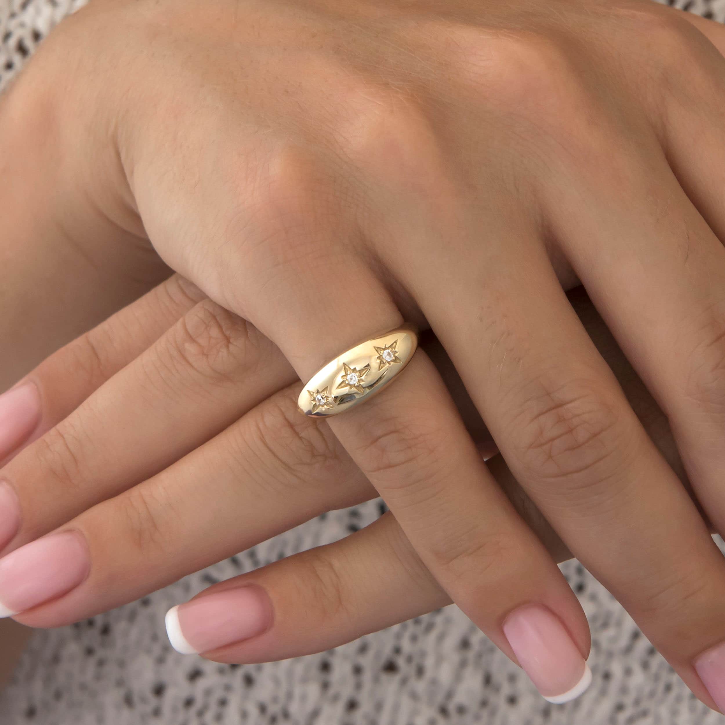 Diamond North Star Ring with 3 Diamonds — additional product image 2 from AntEva Crafts