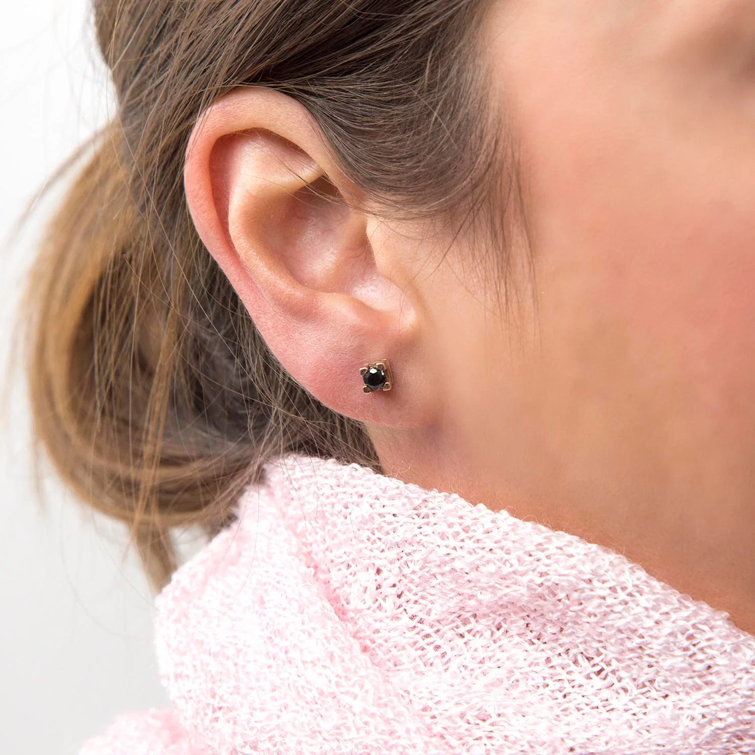 Square Stud Solitaire Earrings — additional product image 2 from AntEva Crafts