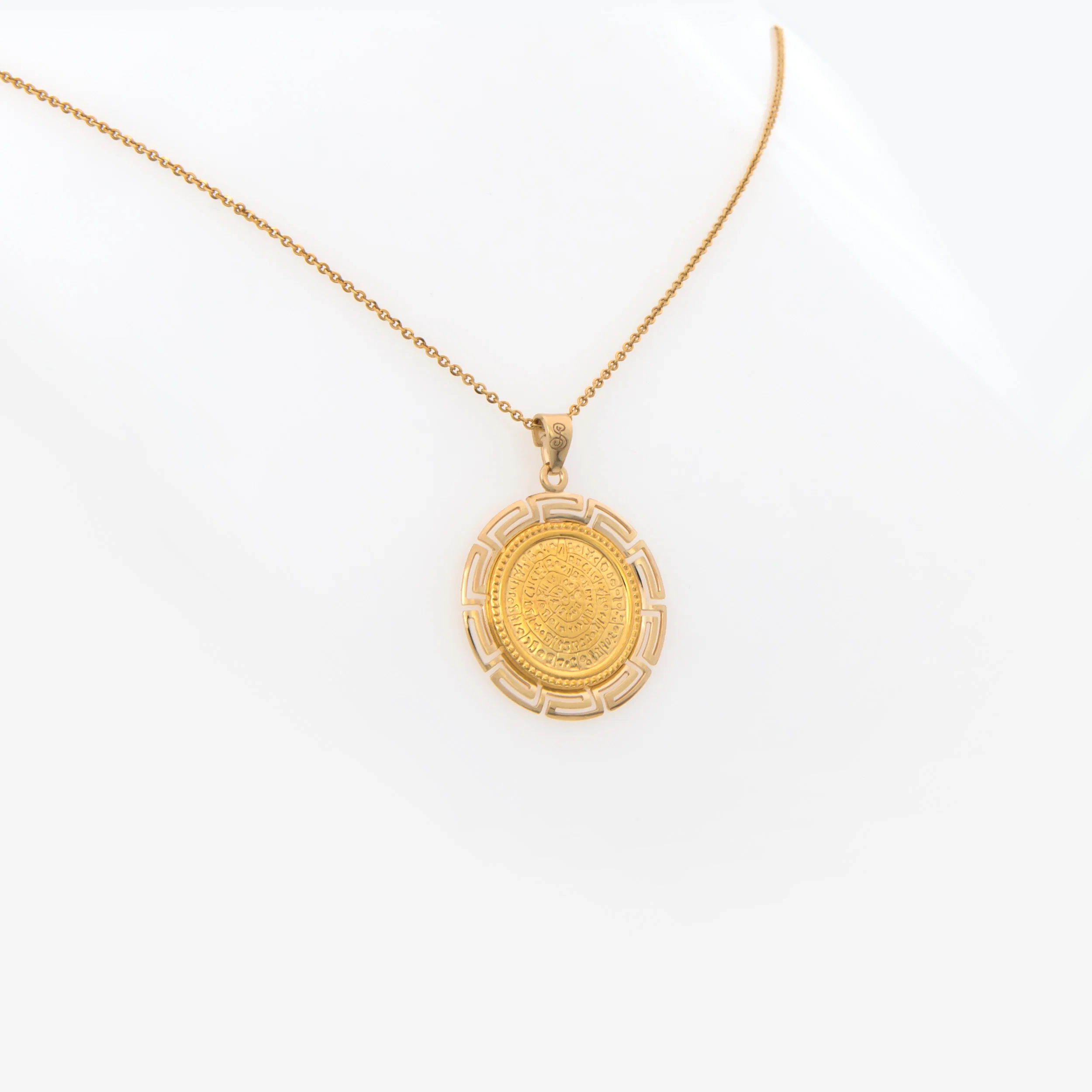 Round Phaistos Disc Meander Pendant — additional product image 2 from AntEva Crafts