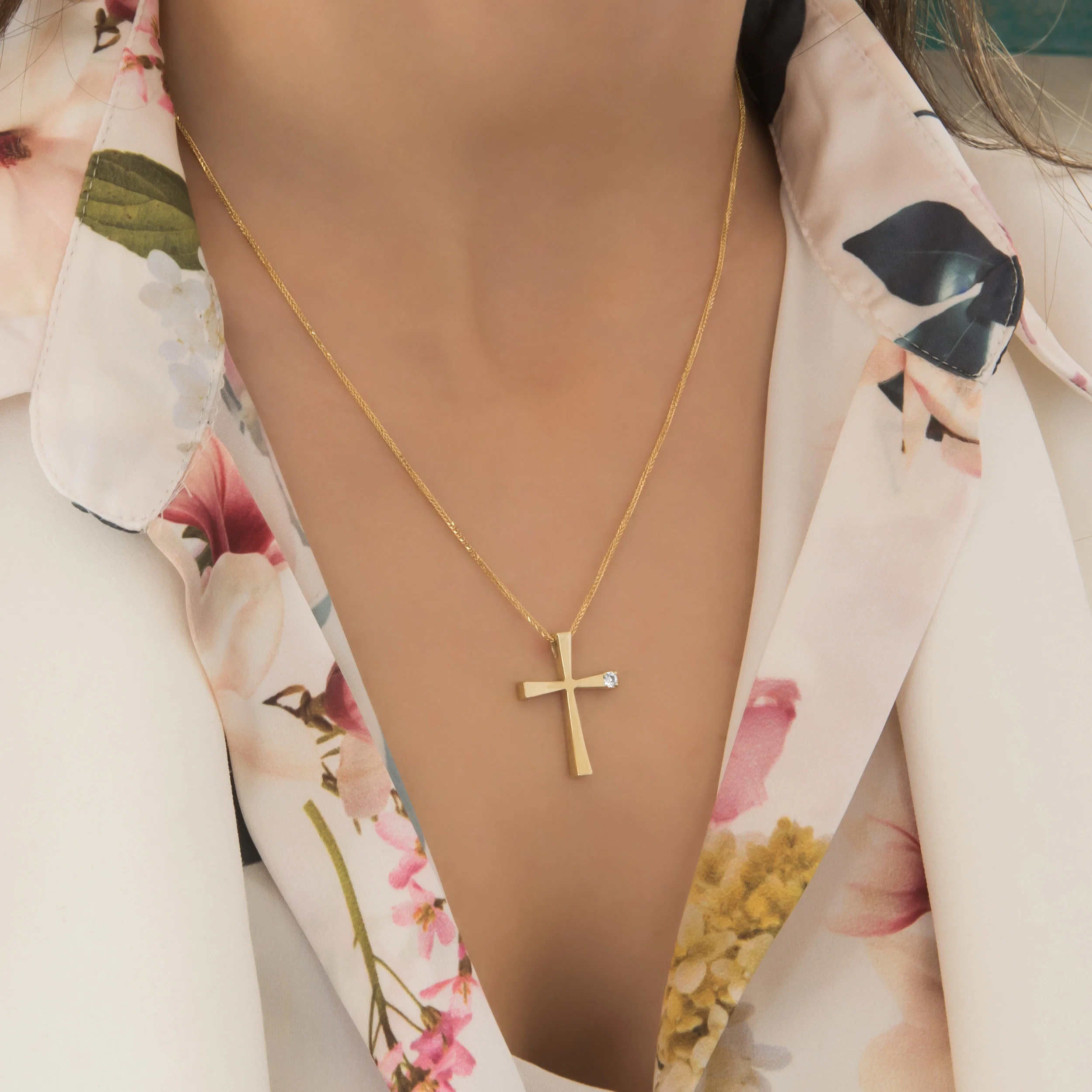 Classic Cross Pendant with Side White CZ — additional product image 4 from AntEva Crafts