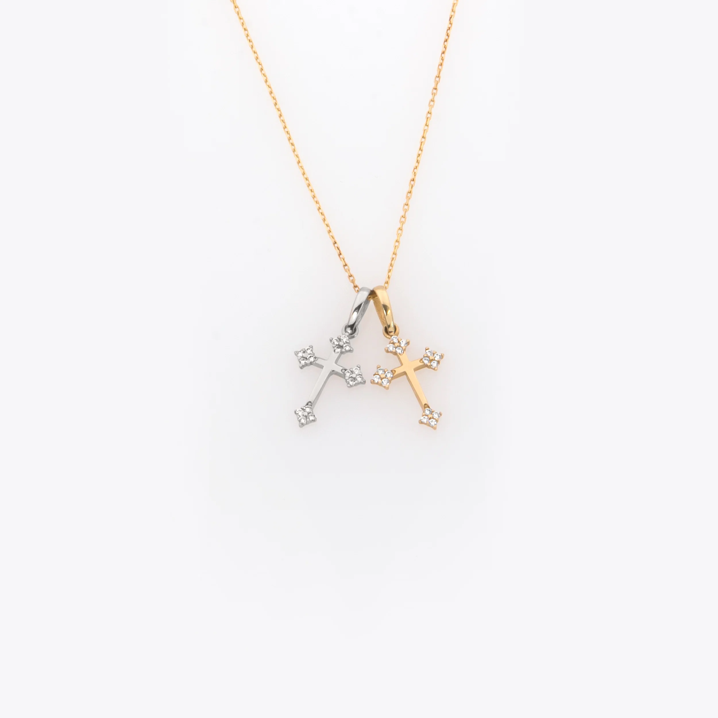 Solid Gold 14k Cross Necklace with Petal Ends — additional product image 4 from AntEva Crafts