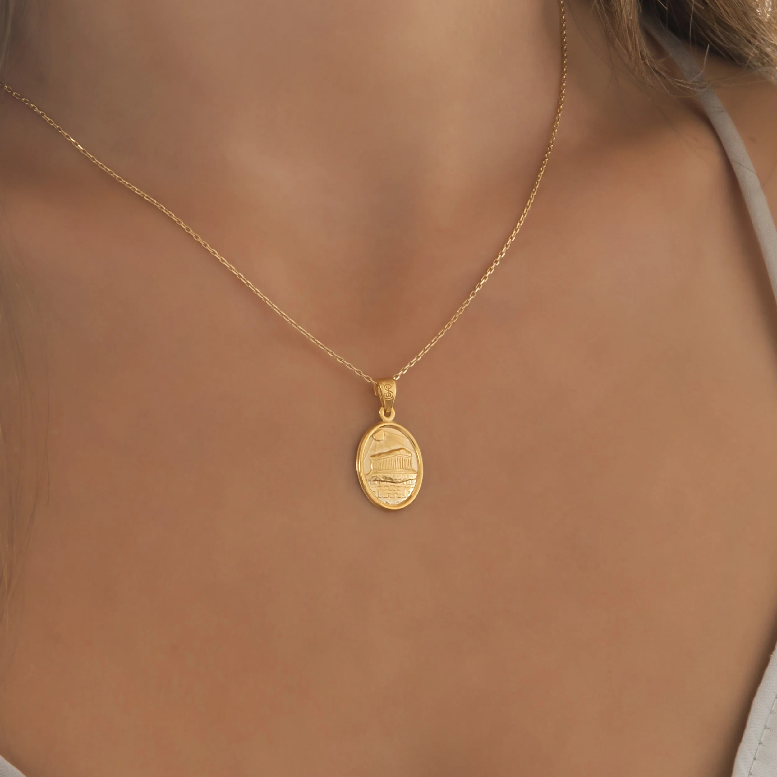 Oval Plain Parthenon Temple Pendant — additional product image 2 from AntEva Crafts