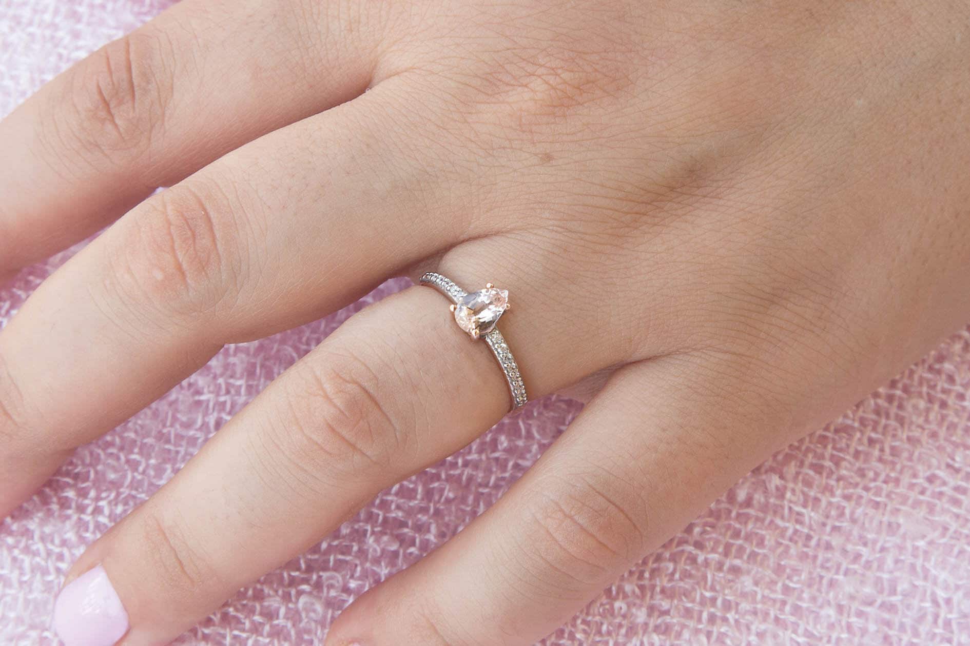 Morganite Ring with side stones — additional product image 2 from AntEva Crafts