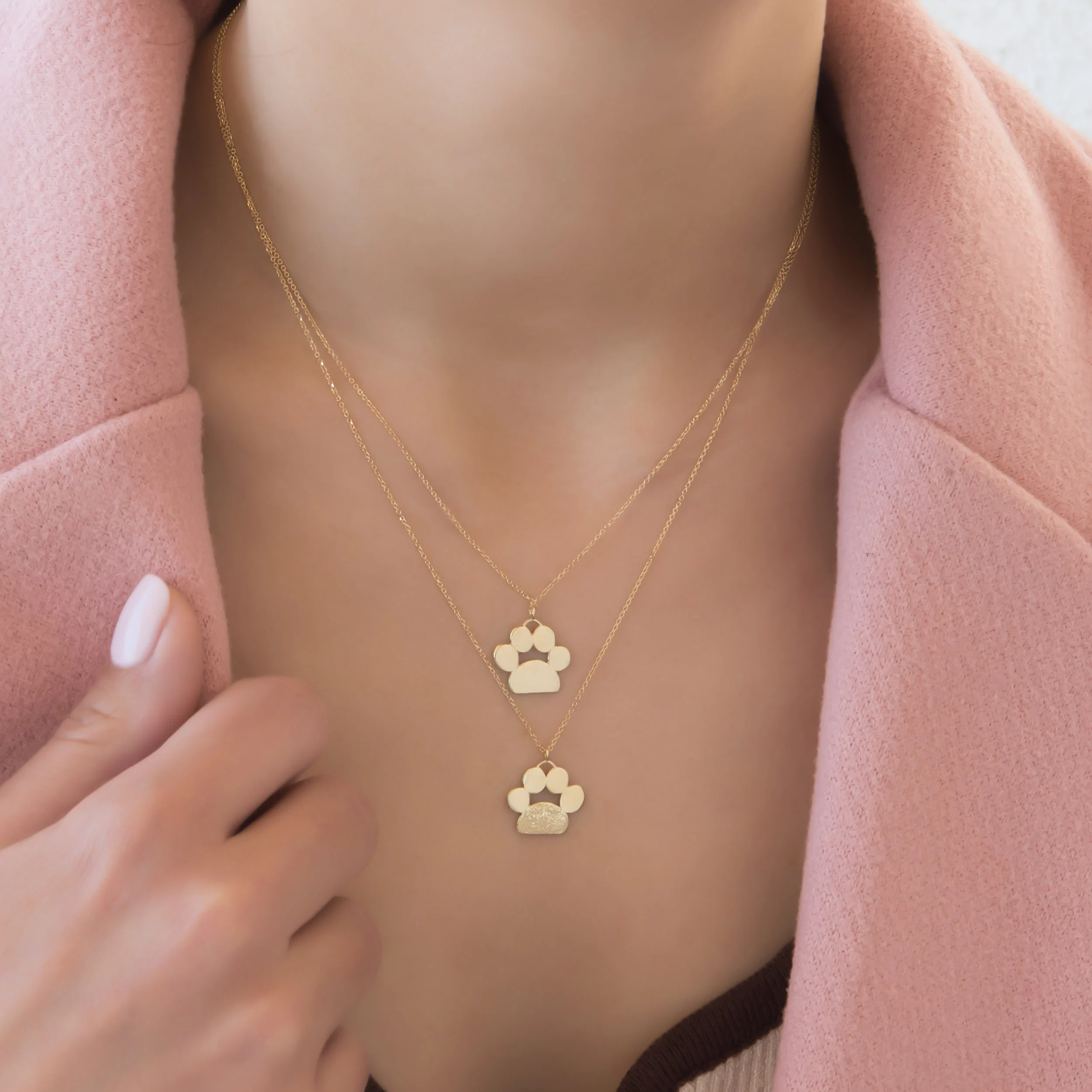 Gold Paw Print Necklace — additional product image 7 from AntEva Crafts