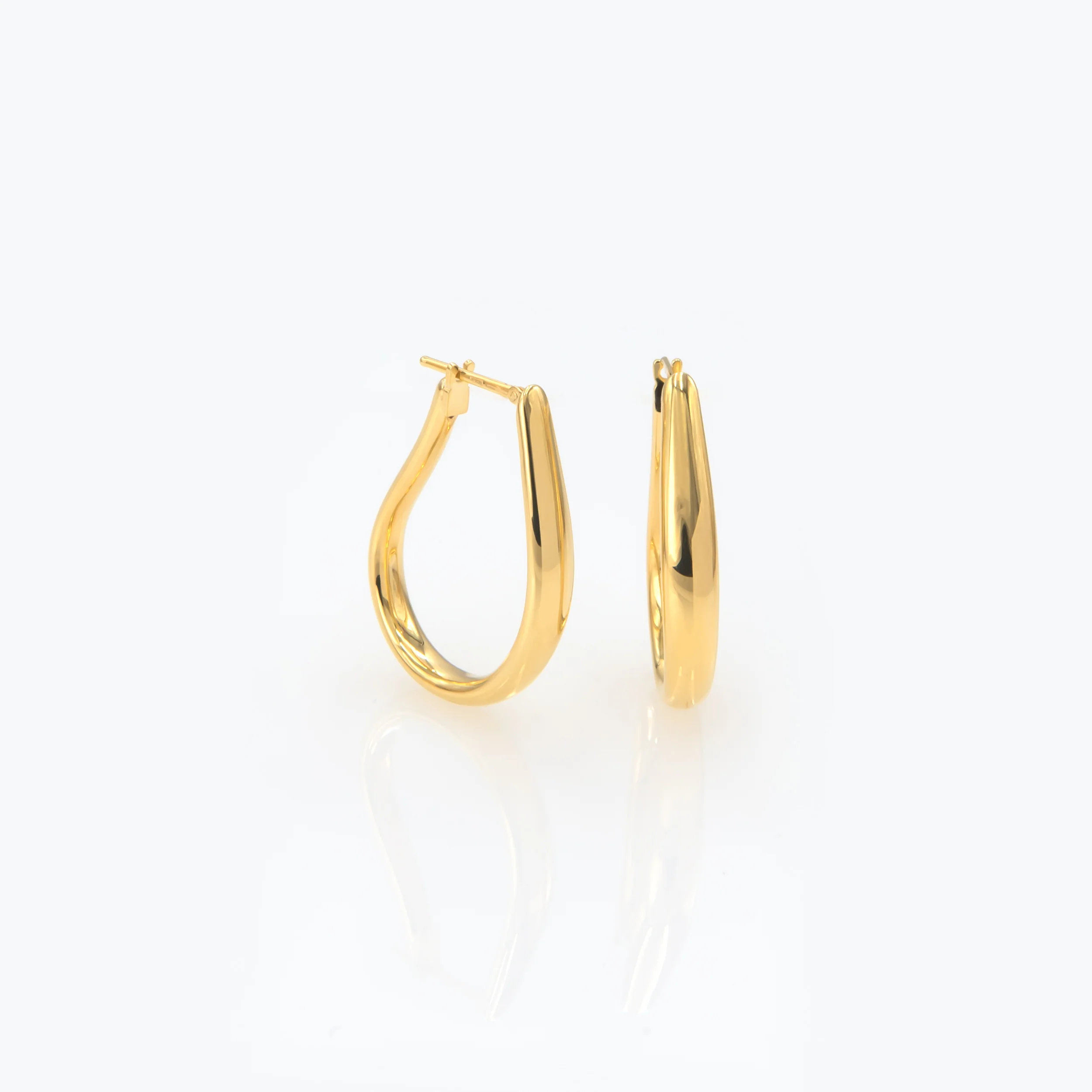 Oval Hinged Gold Hoop Earrings — additional product image 3 from AntEva Crafts
