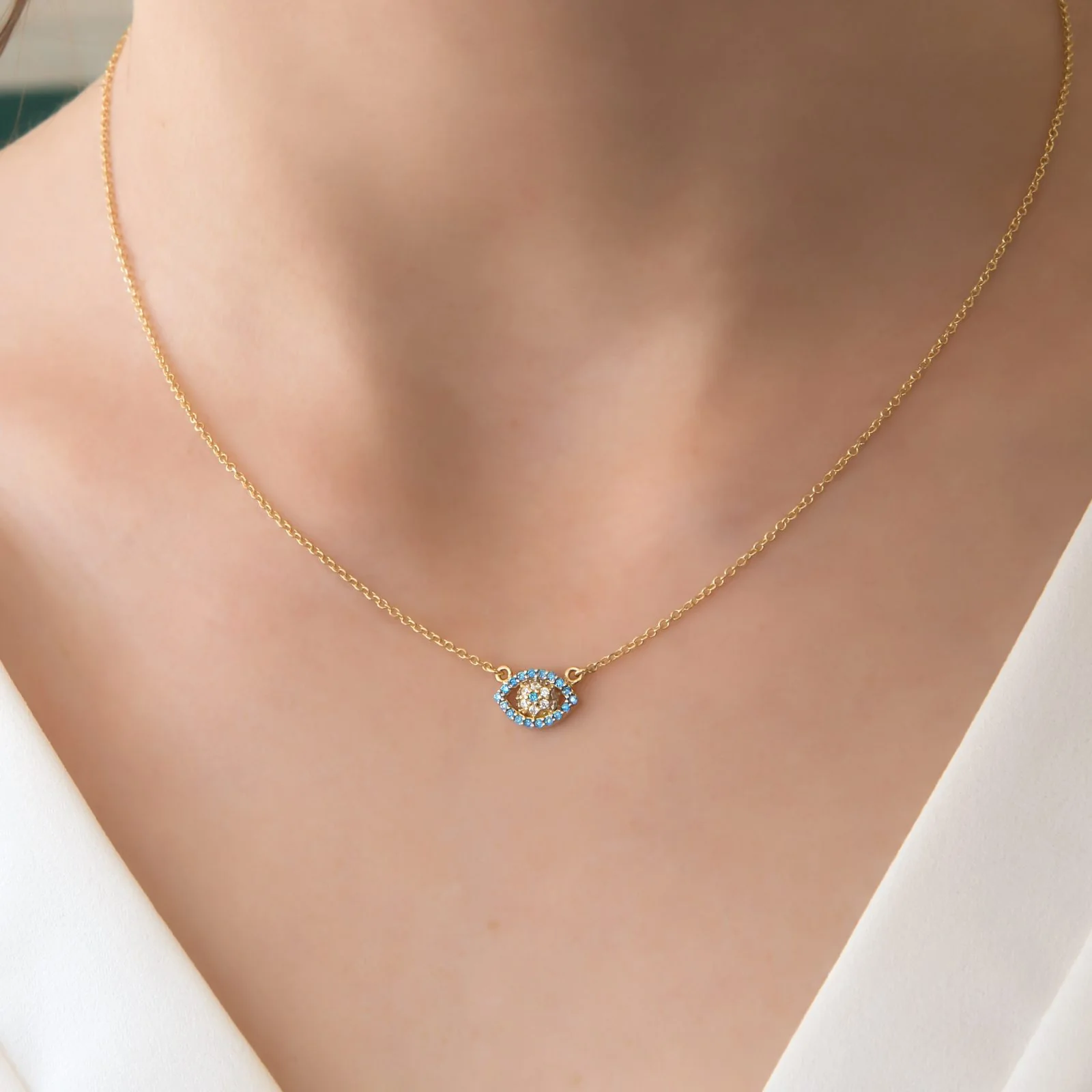 Evil Eye Blue Stone Necklace — additional product image 5 from AntEva Crafts