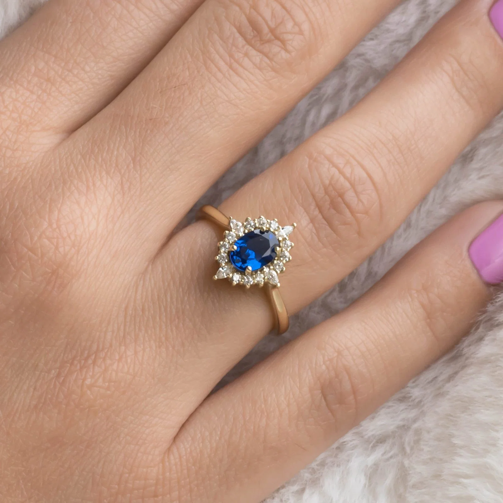 Halo Blue Gemstone Ring — additional product image 2 from AntEva Crafts