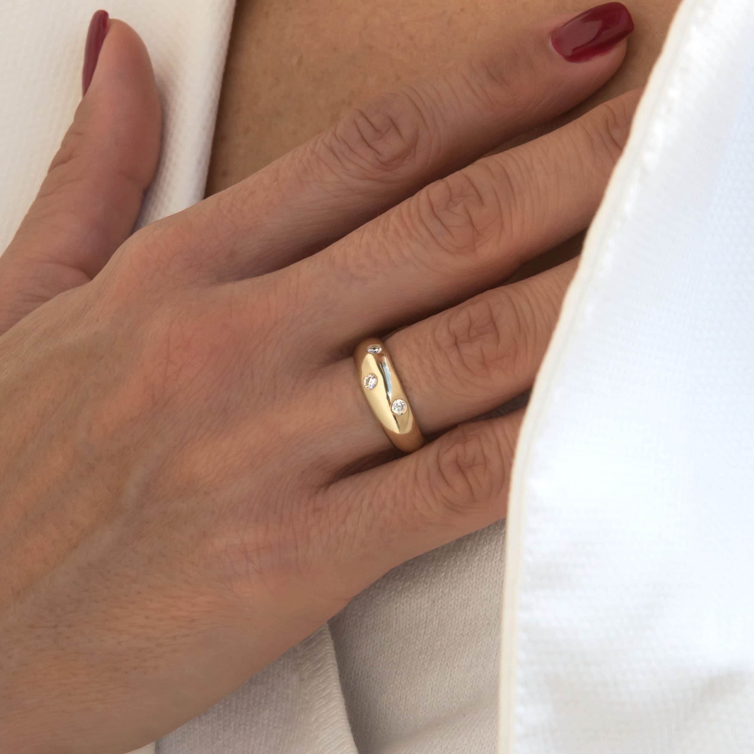 Dome Diamond Ring with 3 Diamonds — additional product image 2 from AntEva Crafts